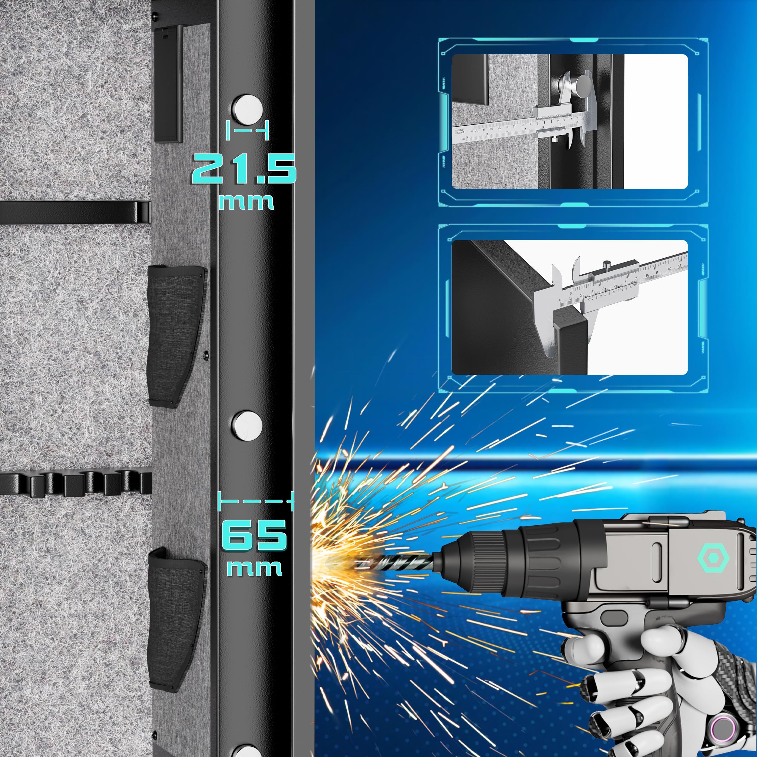 Superday 3-5 Rifle Gun Safe with Electronic Keyboard Lock - Quick Access Large Gun Cabinet for Rifles & Pistols - Heavy Duty Home Defense Safe with Interior Rifle Rack & Storage Pockets - Perfect for Bedroom, Closet or Basement Firearm Protection
