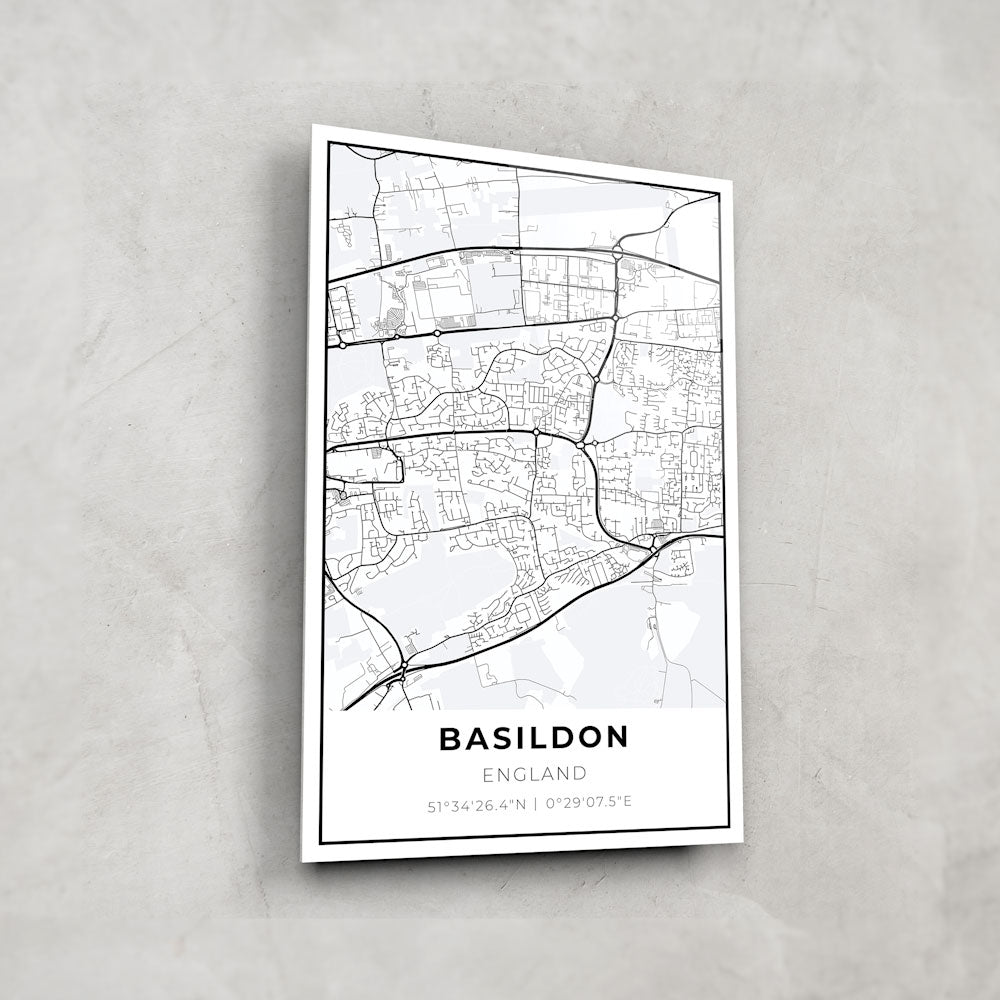 Basildon Map Glass Wall Art - Vintage Style Framed Home Decor for Living Room, Bedroom & Office - Perfect Gift for Map Lovers & Travel Enthusiasts