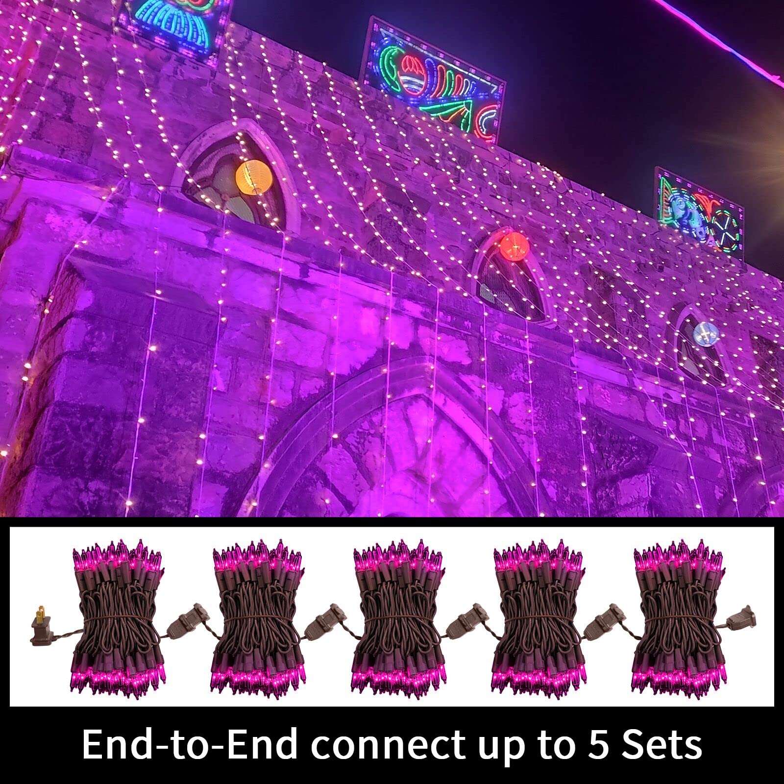 Super Bright 19.6ft Extendable Purple Halloween String Lights - 100 UL Certified Mini Bulbs for Outdoor Decor, Christmas Trees, Garden & Party Lighting - Perfect for Halloween, Christmas, Patio, and Holiday Celebrations