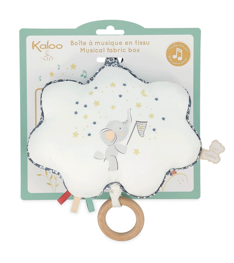 Kaloo Elephant Musical Fabric Box - Soft Plush Baby Toy with Gentle Lullabies | Perfect for Newborn Gifts & Nursery Decor