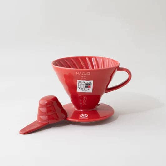 Hario V60 02 Red Ceramic Coffee Dripper - Premium Pour Over Coffee Maker for Home Brewing & Specialty Coffee Lovers