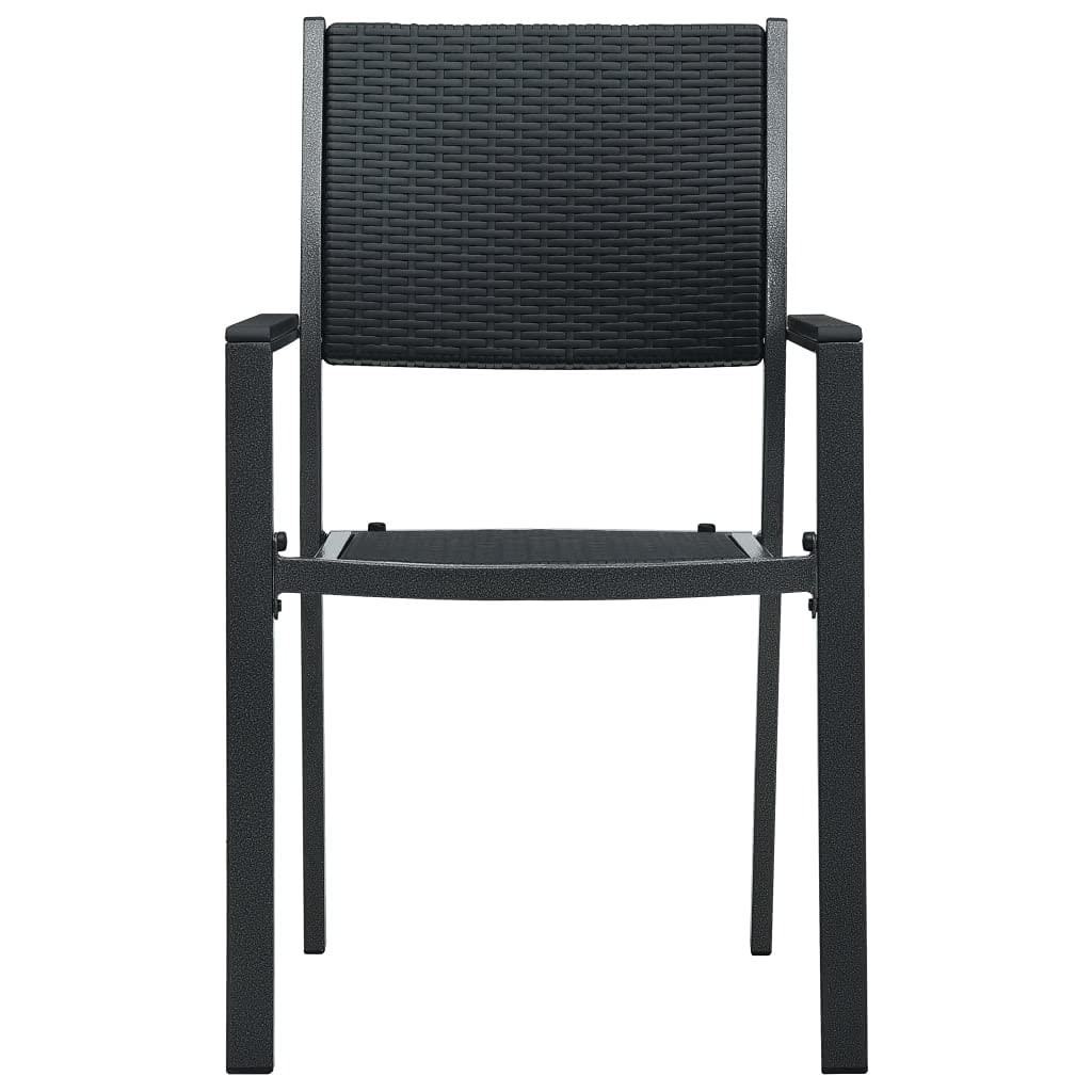 vidaXL 4-Piece Patio Chair Set - Black Plastic Rattan-Look Outdoor Dining Chairs with Weather-Resistant Steel Frame for Garden, Terrace, Balcony | Perfect for Outdoor Entertaining, BBQs, and Poolside Relaxation