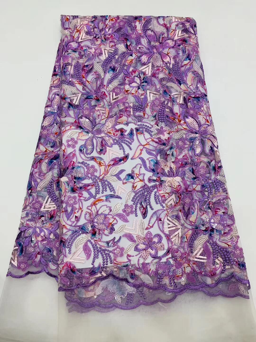 Premium S3LLACE Nigeria Sequined Lace Fabric - African Wedding Lace Material, French Tulle Bridal Fabric (D4141) for Gowns, Dresses & Traditional Attire - Perfect for Bridal Sewing, Nigerian Fashion Design & Special Occasion Outfits