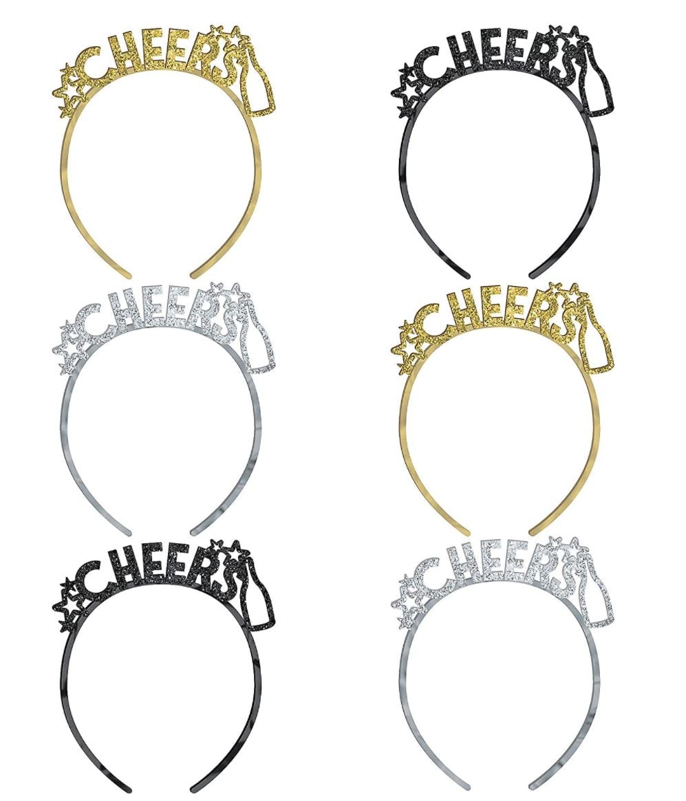 2024 New Year's Eve Party Headbands - Assorted Glitter & Sequins Hair Accessories for Women & Girls - Perfect for NYE Celebrations, Countdown Parties & Festive Events