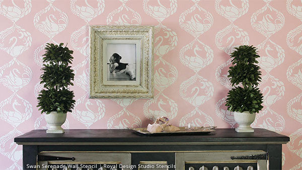 Swan Serenade Wall Stencil - Reusable DIY Painting Template for Home Decor, Nursery, Bedroom & Living Room - Perfect for Accent Walls, Murals & Creative Art Projects