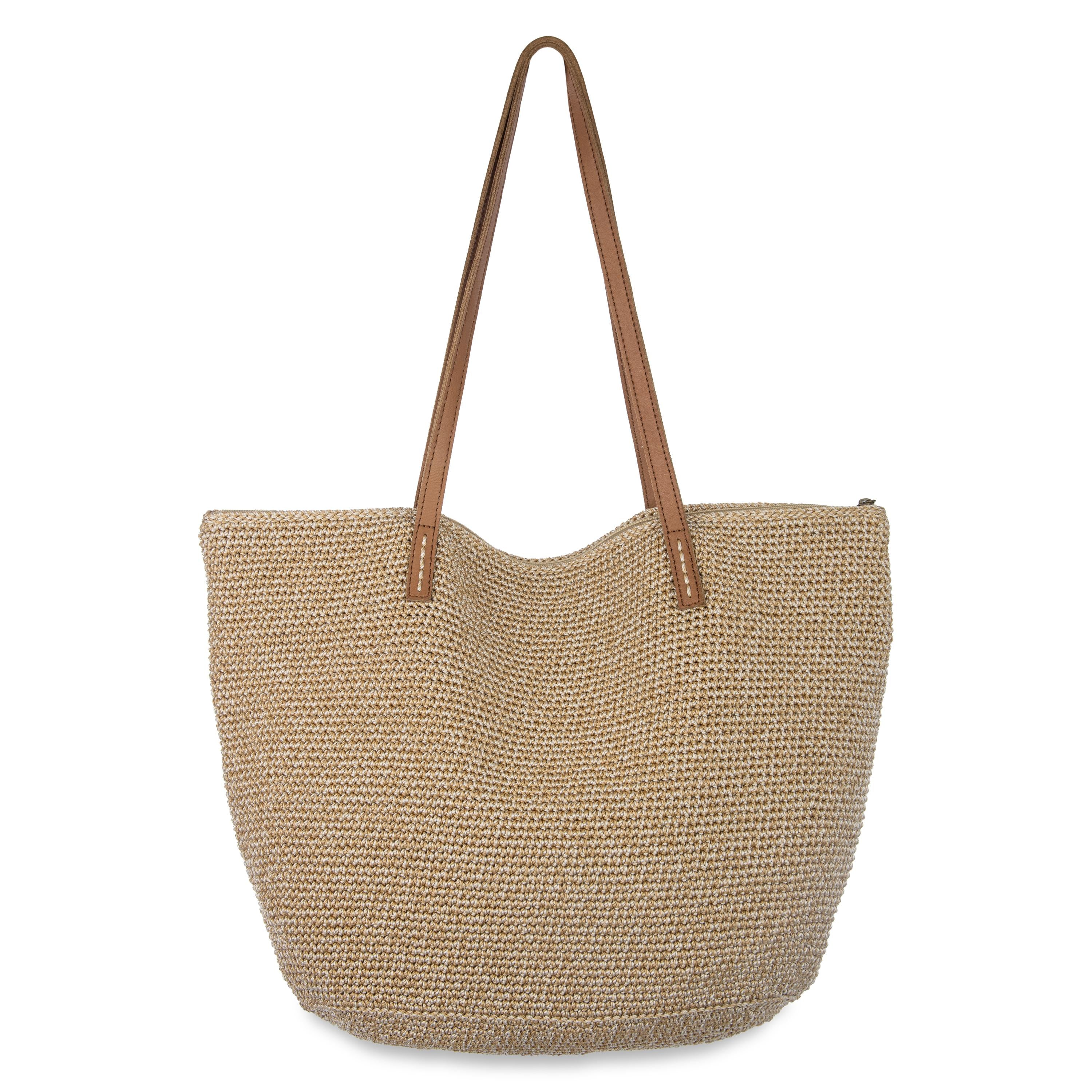 Faye Large Tote Bag - Hand Crochet Bamboo Beach Bag - Perfect for Summer Travel, Shopping & Picnics