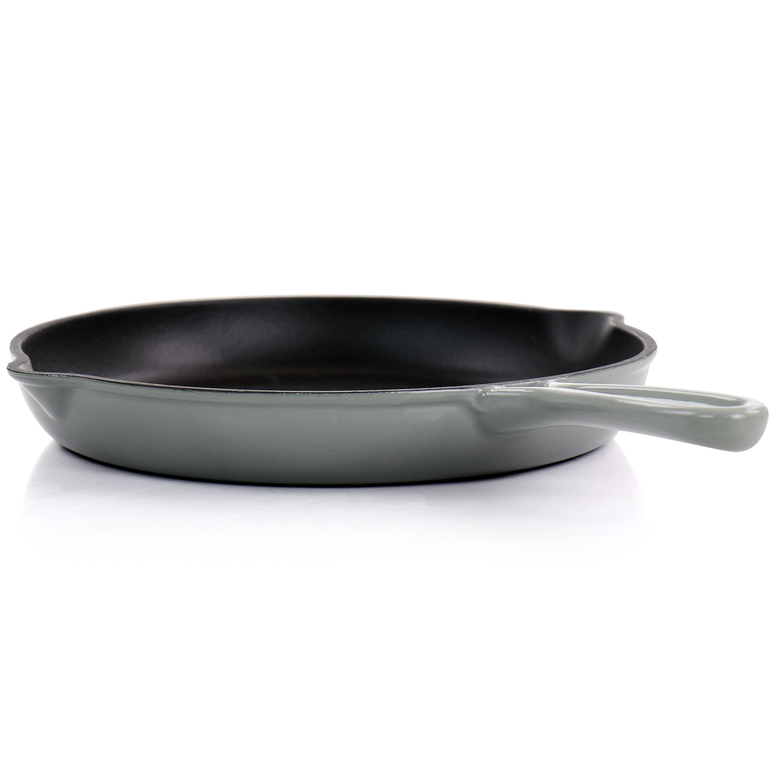 MegaChef 10.25 Inch Round Enameled Cast Iron Skillet - Gray Dutch Oven for Baking, Roasting & Searing - Perfect for Stovetop, Oven & Camping Cooking
