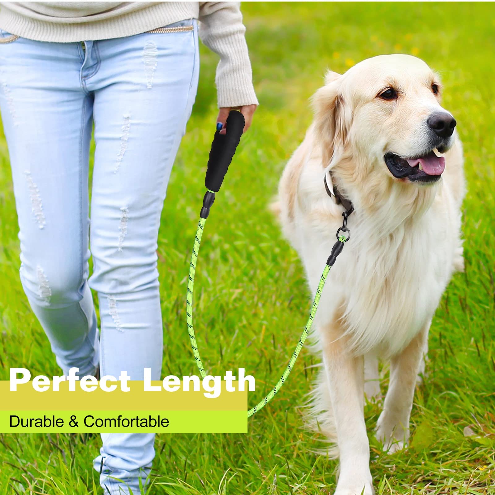 UrbanX Heavy Duty Dog Leash - 5FT Reflective Padded Handle Leash for Swedish Vallhund & Medium Dogs | Durable Walking Lead for Training, Hiking & Night Safety (Green)