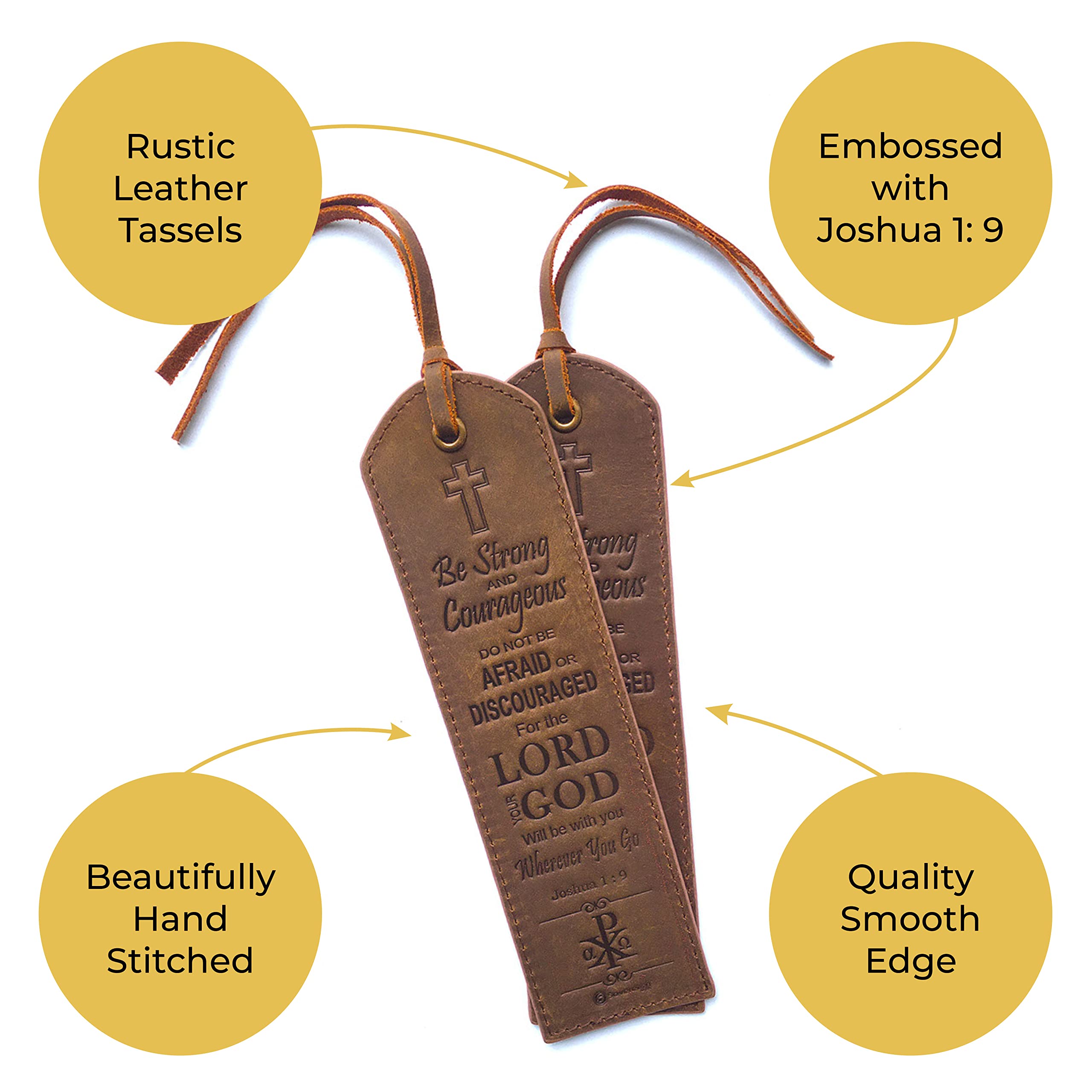Leather Bible Bookmarks with Inspirational Verse - Religious Gift for Readers | Joshua 1:9 | Perfect for Bible Study & Gifting