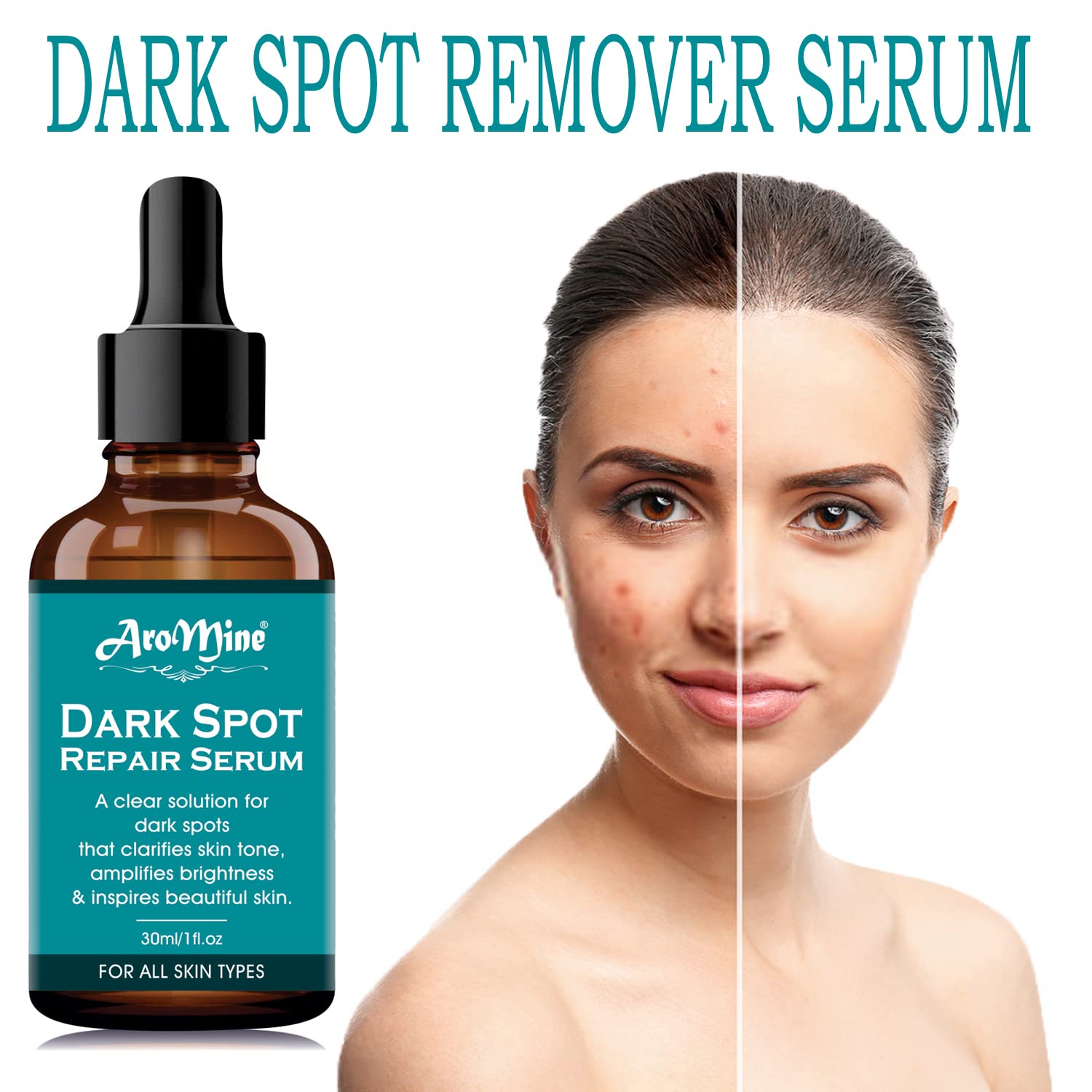 Dark Spot Repair Face Serum with Hyaluronic Acid & Vitamin E - Brightening Treatment for Hyperpigmentation, Age Spots & Uneven Skin Tone | 30ml Anti-Aging Facial Serum for Day & Night Use