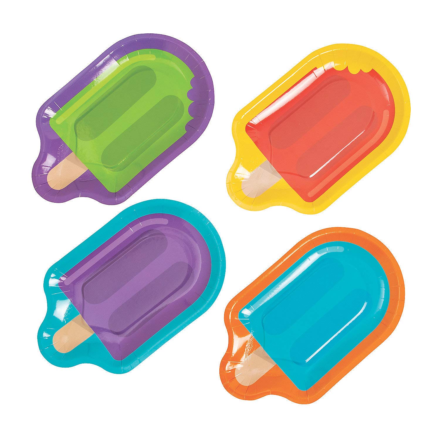 Fun Express Ice Pop Party Paper Dessert Plates - 8-Piece Colorful Disposable Paper Plates & Bowls Set for Birthday, Bridal Shower, Baby Shower, Wedding, Christmas & New Year Celebrations - Perfect for Summer Parties, Kids Events & Holiday Gatherings