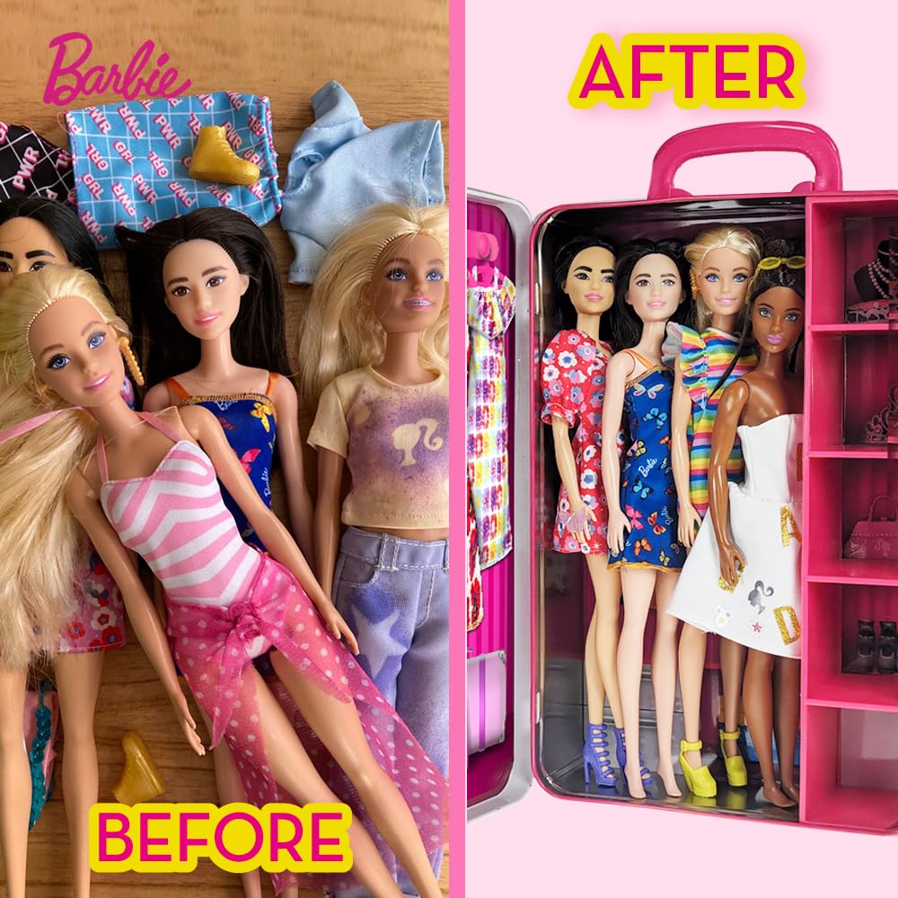 Barbie Metal Toy Storage Case - Durable Organizer for Dolls & Accessories, Compatible with Most 18
