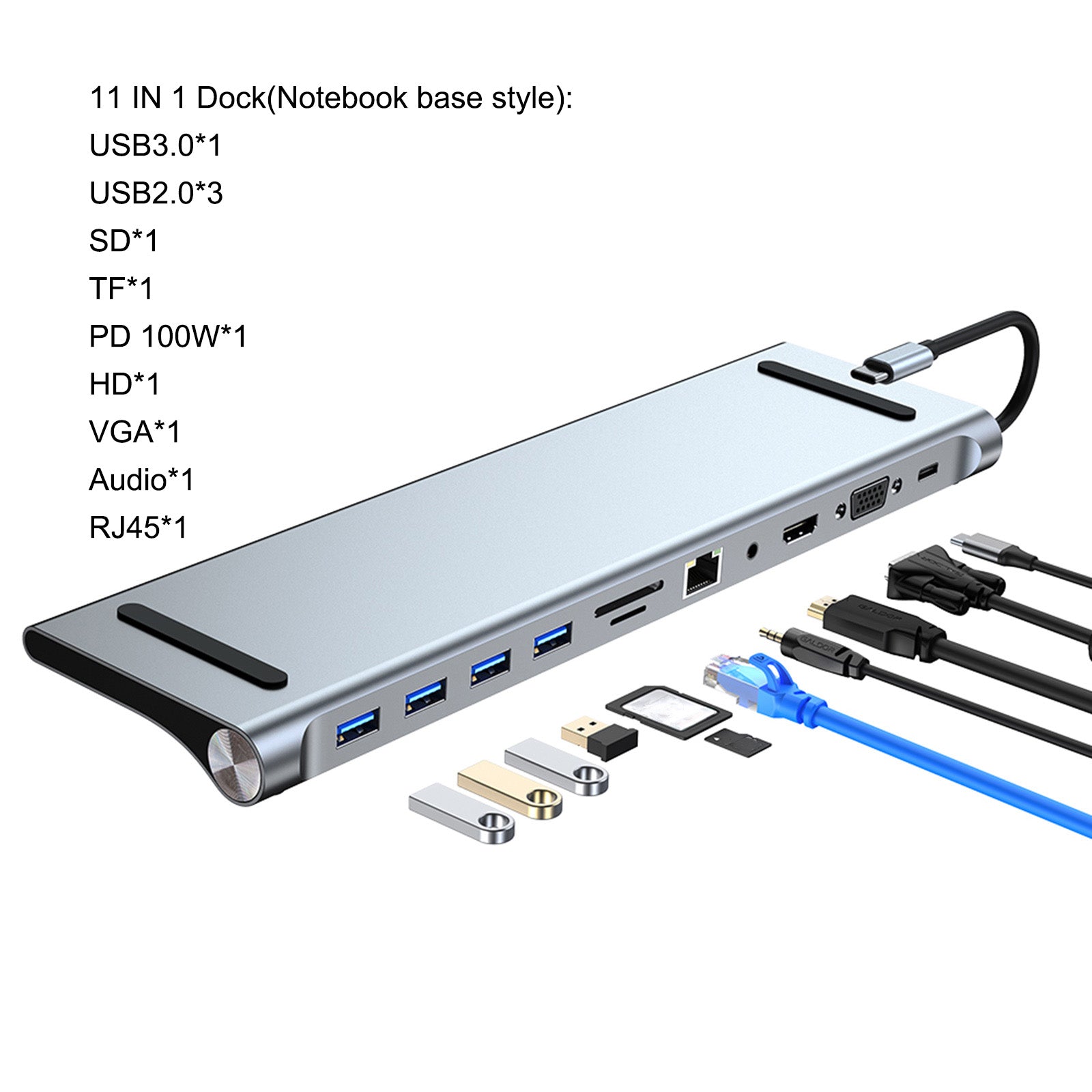 11-in-1 USB C Hub with 100W PD Charging - 4K HDMI, USB 3.0, SD/TF Card Reader for MacBook Pro/Air, iPad Pro 11/12.9 - Perfect for Home Office, Travel & Multi-Screen Workstations
