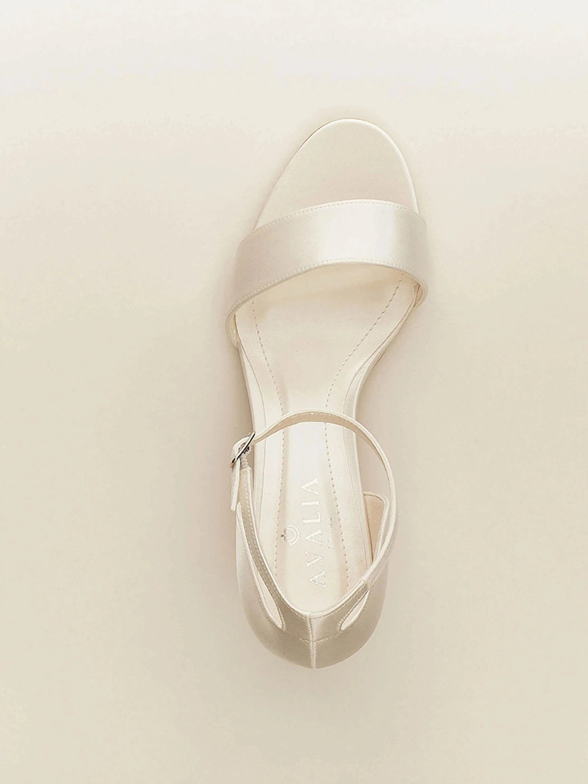 Ivory Satin Wedding Shoes for Bride - Low Block Heel Sandals with Ankle Strap | Perfect for Beach Weddings, Bridal Showers & Formal Occasions