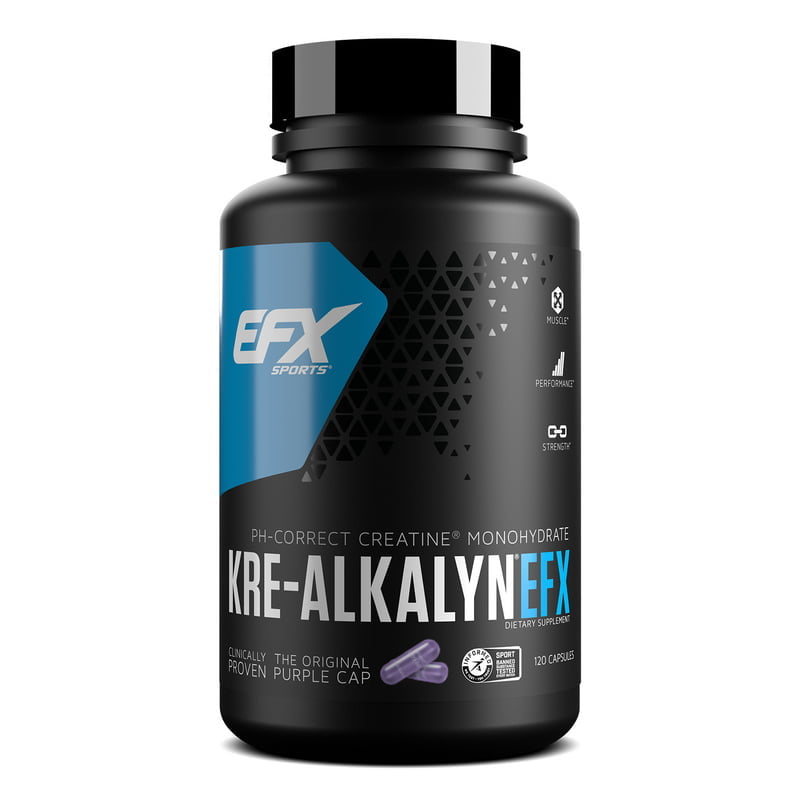 EFX Sports Kre Alkalyn EFX - 120 Capsules | Creatine Supplement for Muscle Growth, Strength & Performance | Pre-Workout & Post-Workout Recovery