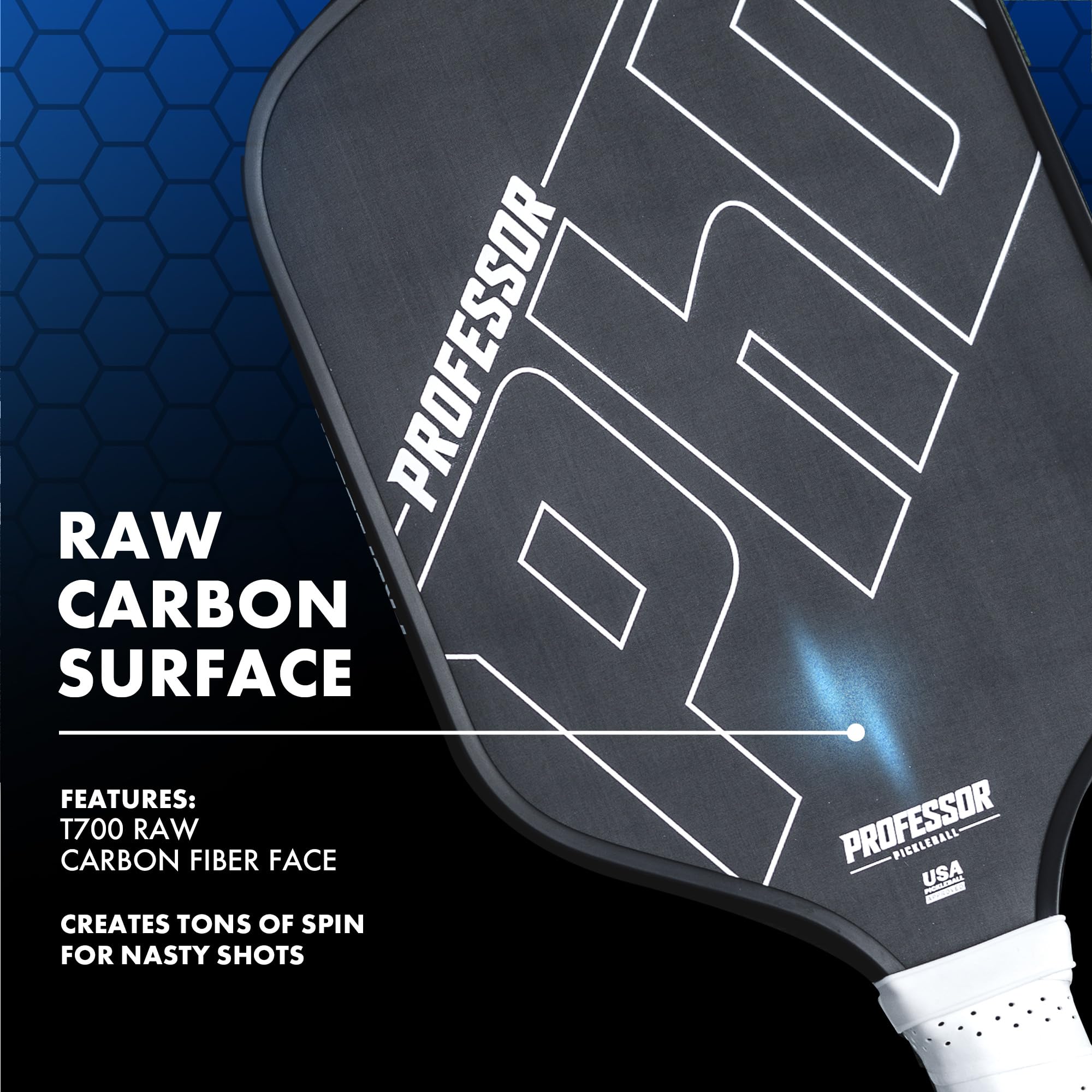 Premium Raw Carbon Fiber Pickleball Paddle with White Edge - Professional Grade Paddle for Competitive Play & Tournament Use - Lightweight & Durable Design for Enhanced Performance