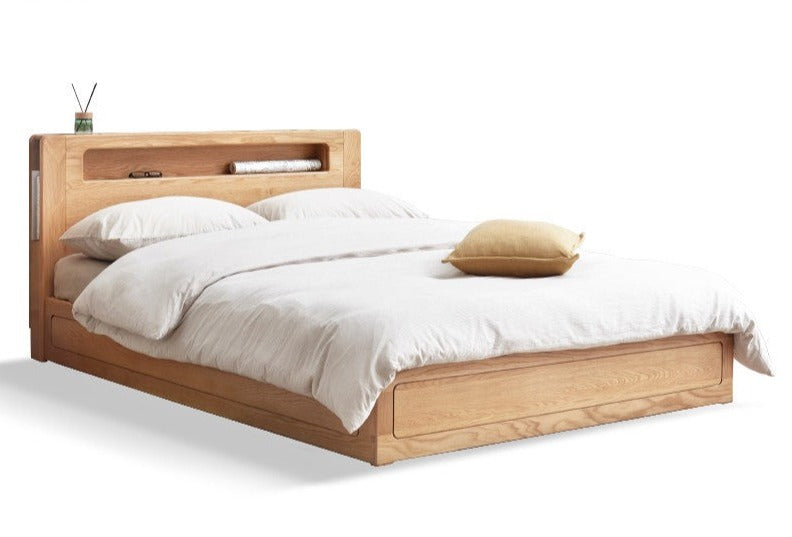 Premium Oak Solid Wood Luminous Box Bed - Durable Nightstand with Glow-in-the-Dark Features for Bedroom, Guest Room, and Kids Room Decor