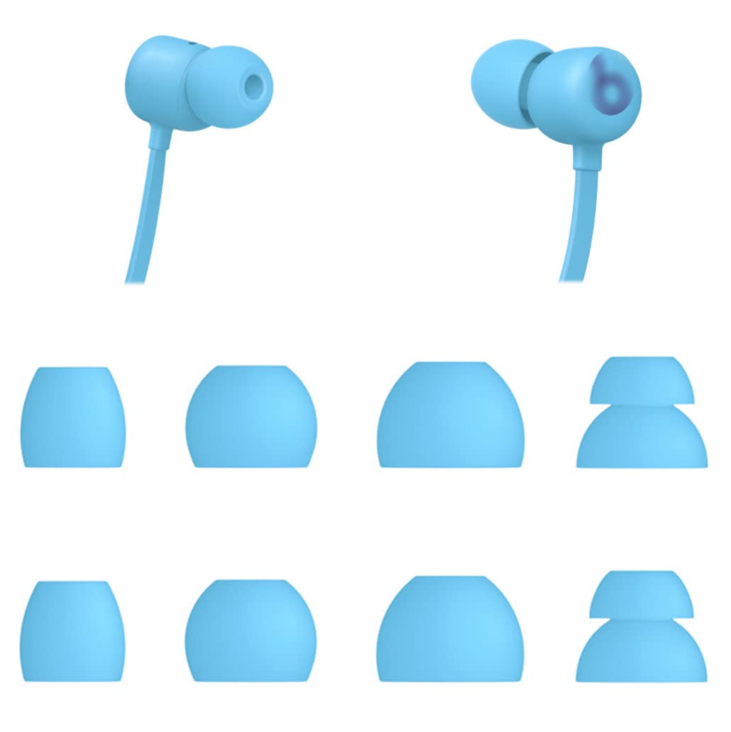 Soft Silicone Eartips for Beats Flex - 4 Pairs (S/M/L/D) - Blue | Noise Isolation & Comfort