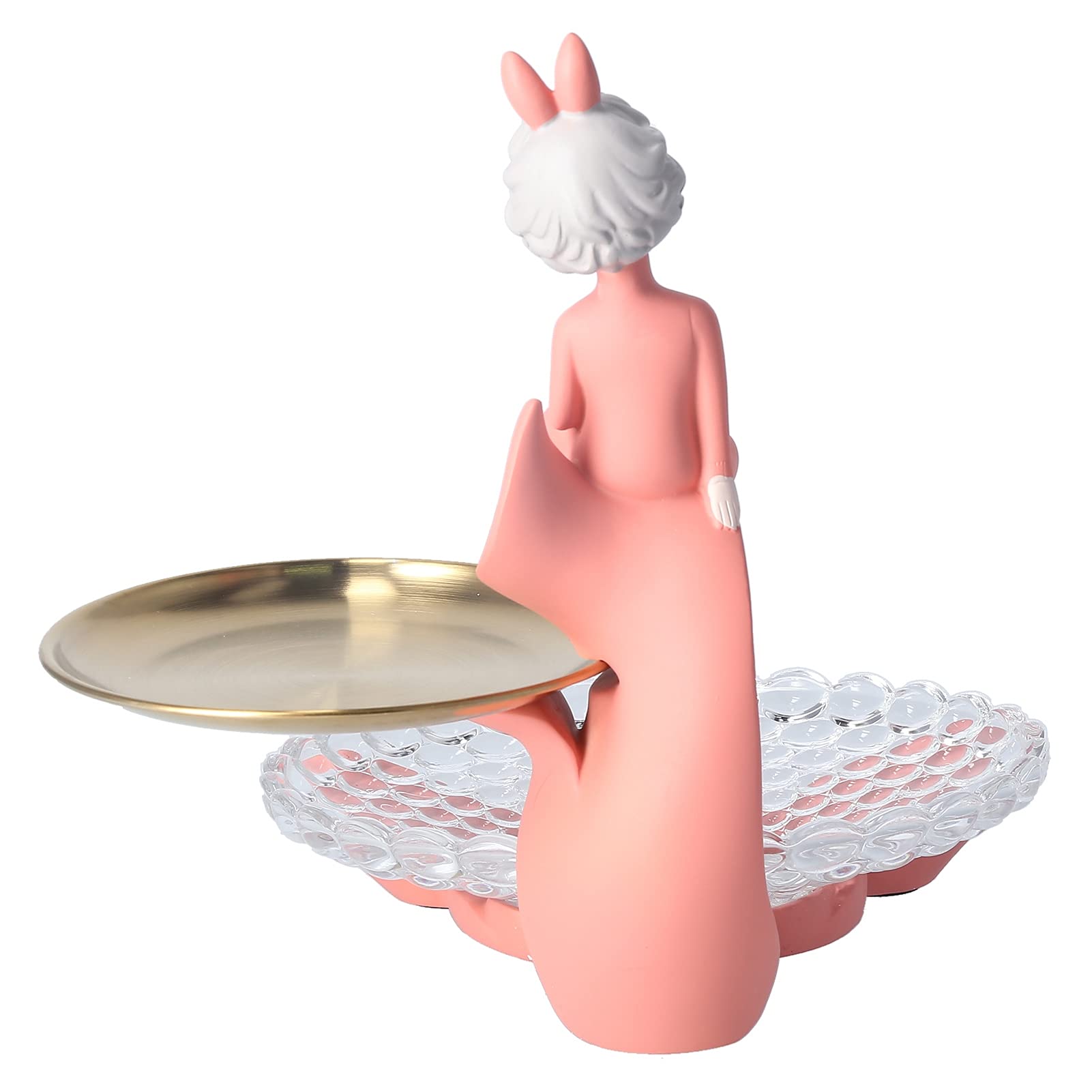 Shanrya Resin Girl Statue Storage Tray - 13.6x11.6 Inch Elegant Jewelry Organizer with Durable Resin Design for Cosmetics, Keys & Accessories - Perfect for Bedroom, Living Room & Bathroom Decor