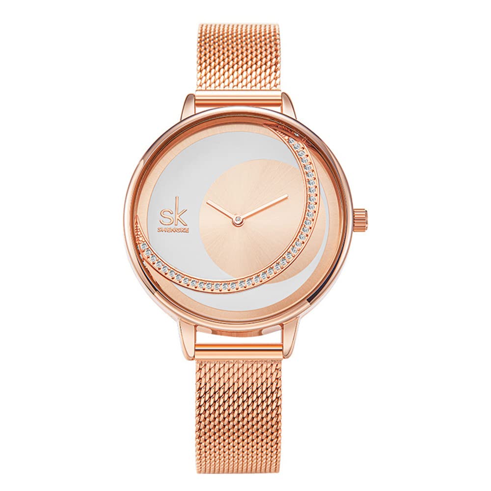 Elegant Gosasa Women's Dress Watch with Inspiration Dial - Leather & Stainless Steel Mesh Band - Classic Wristwatch for Ladies | Perfect for Office, Parties & Special Occasions