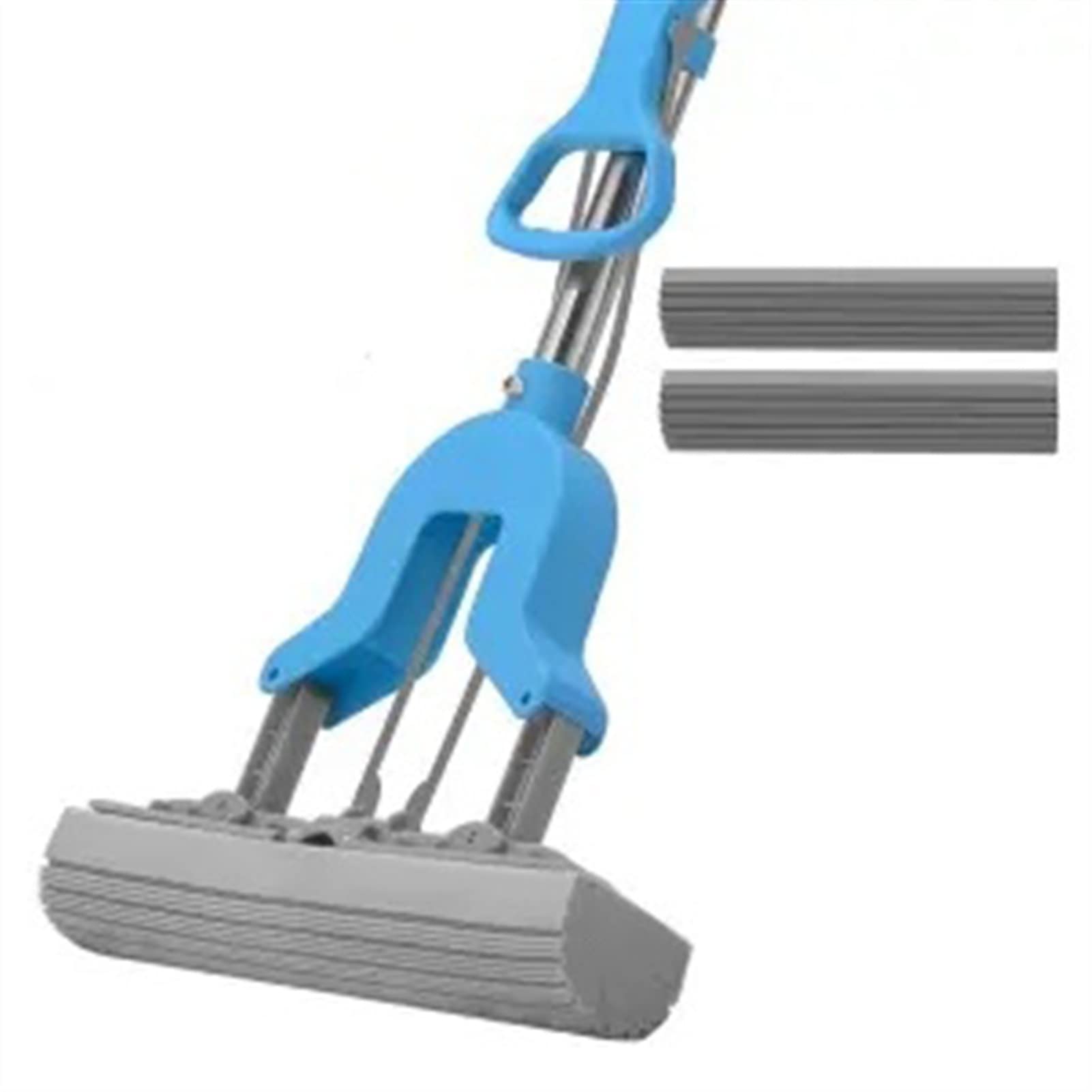 **Heavy Duty Sponge Mop for Tile Floors - Commercial & Home Use with 4 Replaceable Sponge Heads, Squeegee & Retractable Rod - Perfect for Bathroom, Garage & Hard Floor Cleaning - Quick Dry Wringing System**    *(Ideal for deep cleaning tile, vinyl, and laminate floors in kitchens, bathrooms, garages, and commercial spaces.)*