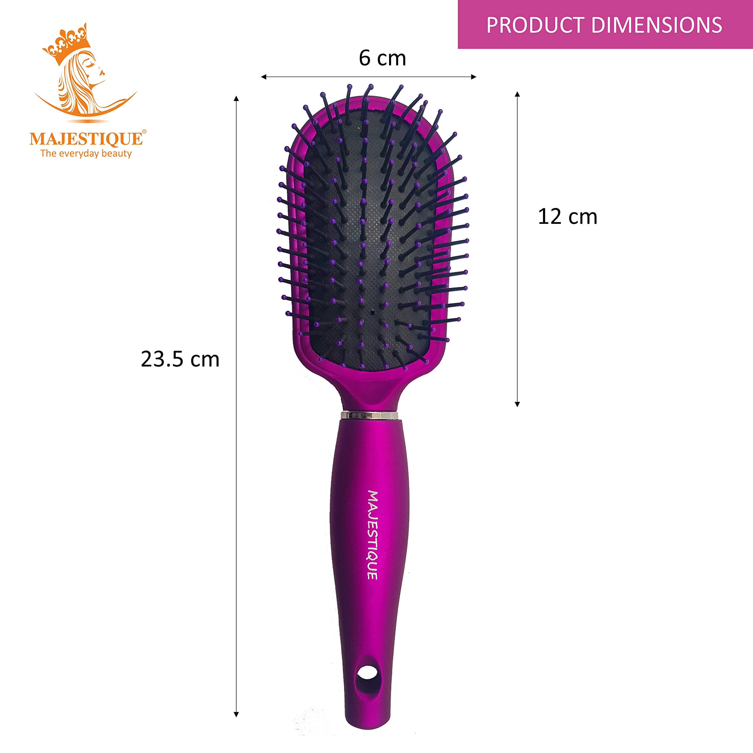 Majestique 5-Piece Hair Brush Set - Detangling, Styling & Massaging Brush for Women & Men - Vent, Straightener & Cushion Brushes for Thick, Thin & Curly Hair - Perfect for Home, Travel & Salon Use
