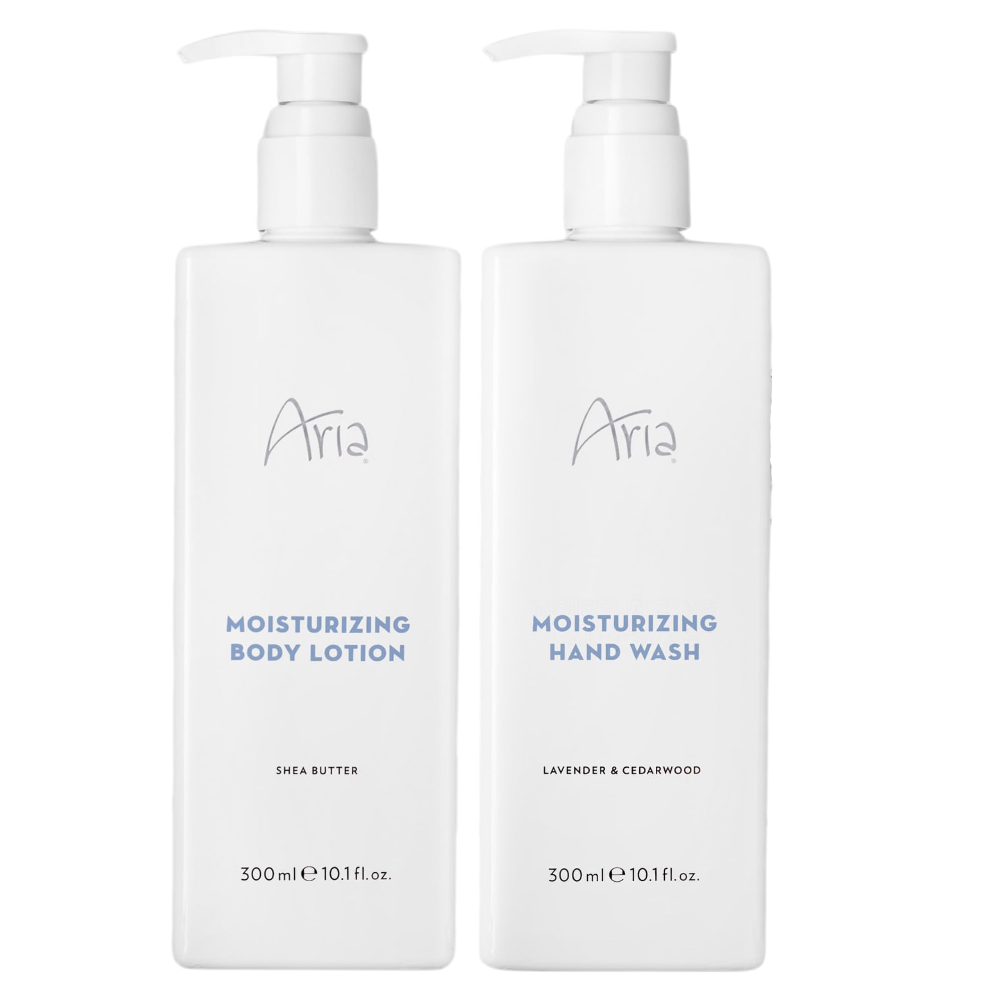 Aria Skin Care Set - Hand Wash & Body Lotion - Cedarwood Scent - Hotel Amenities for Spa & Home Use