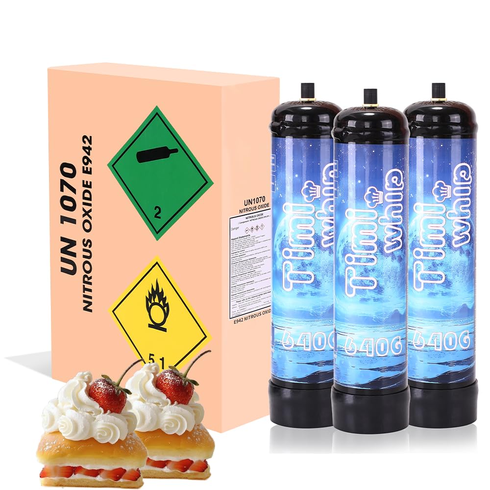 1.1L Nitrous Oxide Whipped Cream Chargers - 3 Pack for Professional Desserts, Coffee Toppings & Home Baking