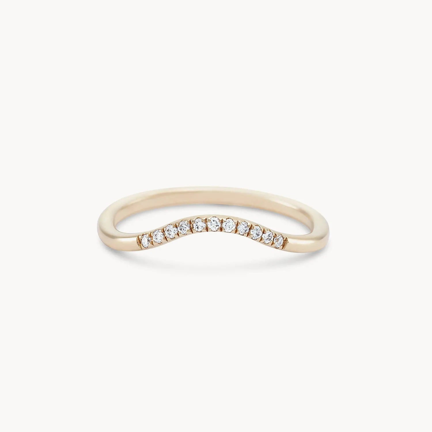 14K Yellow Gold Wave Eternity Ring with White Diamonds - Elegant Stackable Wedding Band for Women, Perfect for Anniversaries, Engagements & Everyday Wear