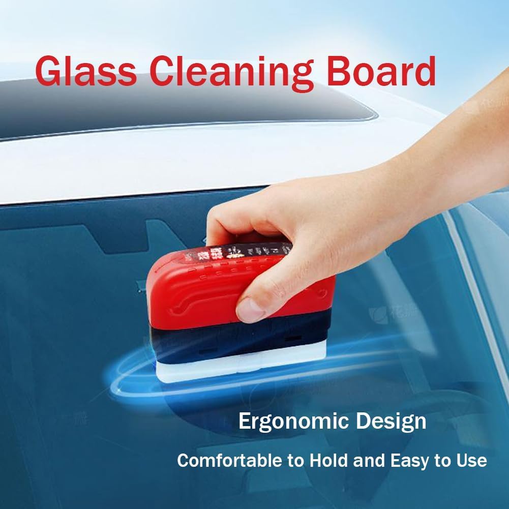2024 Upgraded Automotive Oil Film Cleaning Brush - 3 Pack Red Car Windshield Glass Cleaner for Hydrophobic Coating & Oil Film Removal | Perfect for Car Detailing, Auto Glass Maintenance & DIY Cleaning