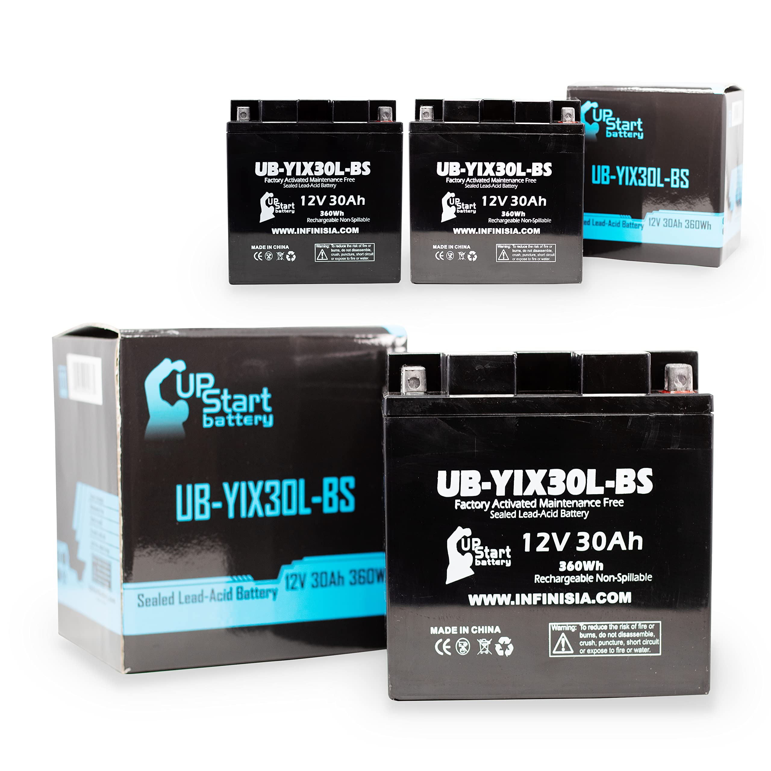 3-Pack UB-YIX30L-BS 12V 30AH Motorcycle Battery Replacement for 2002 Moto Guzzi Stone & EV 1100 CC - Factory Activated, Maintenance Free, UpStart Battery Brand - Perfect for Long Rides & Off-Road Adventures