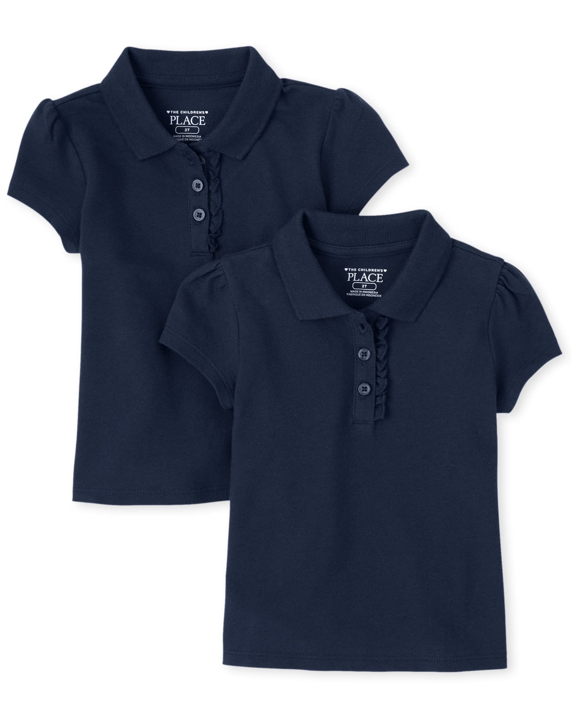 The Children's Place Baby Girls' Polo Shirts 5-Pack - Soft Cotton Short Sleeve Tops for Infants & Toddlers - Perfect for Playdates, Daycare & Family Outings