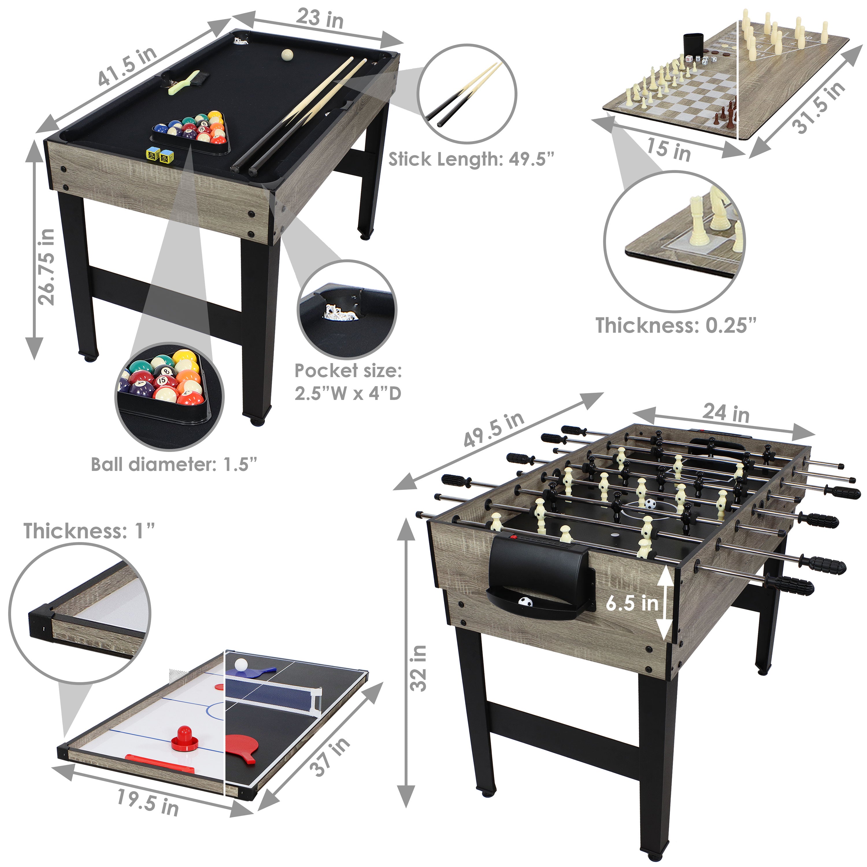 10-in-1 Multi Game Table Set for Indoor & Outdoor Fun - 49.5 Inch Classic Board Games Collection - Perfect for Family Game Nights, Parties, and Backyard Entertainment