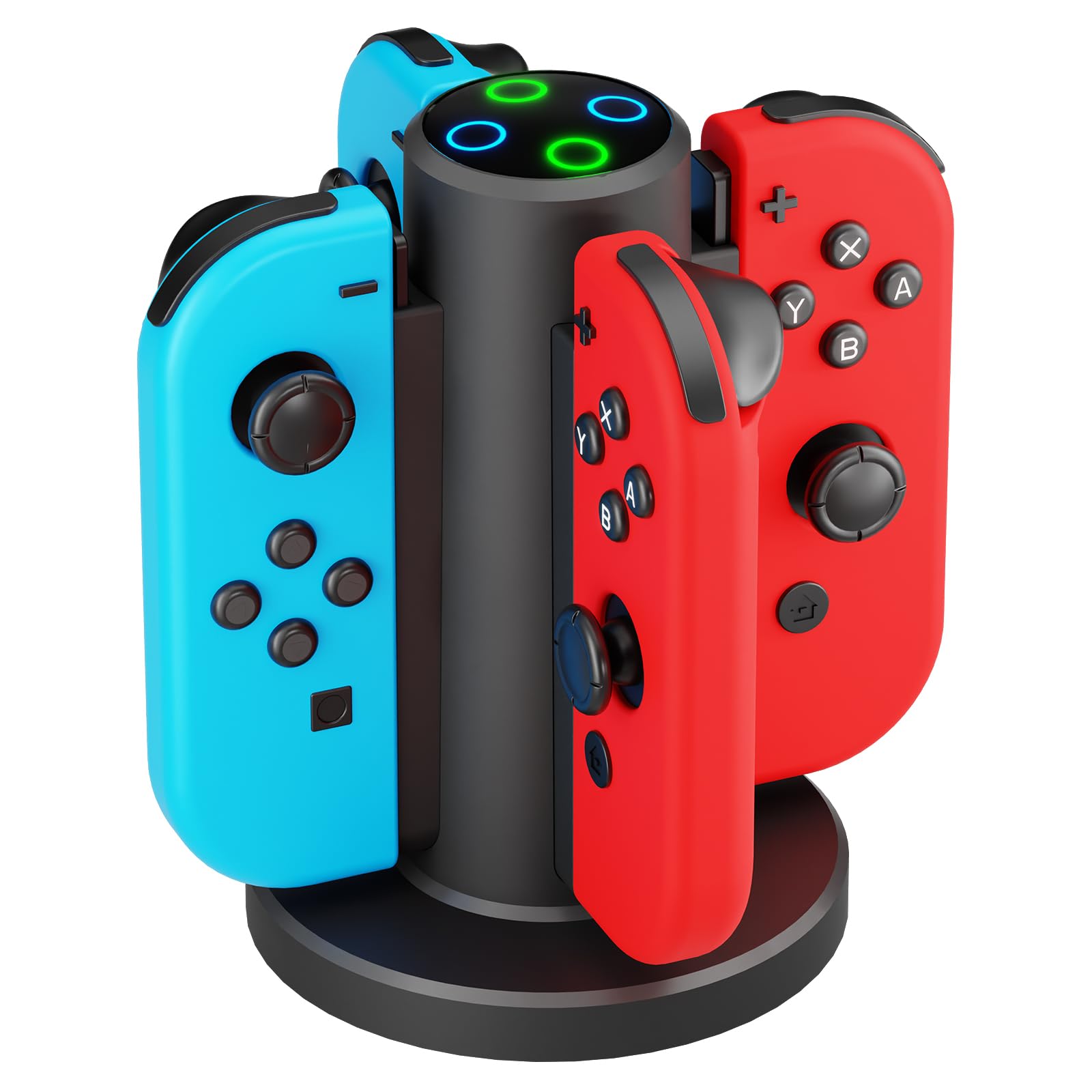 HONCAM 4-in-1 Joycon Charging Dock for Nintendo Switch Controller - Fast USB-C Charging Station with LED Indicators | Perfect for Gaming Nights, Travel & Multiplayer Sessions (Black)