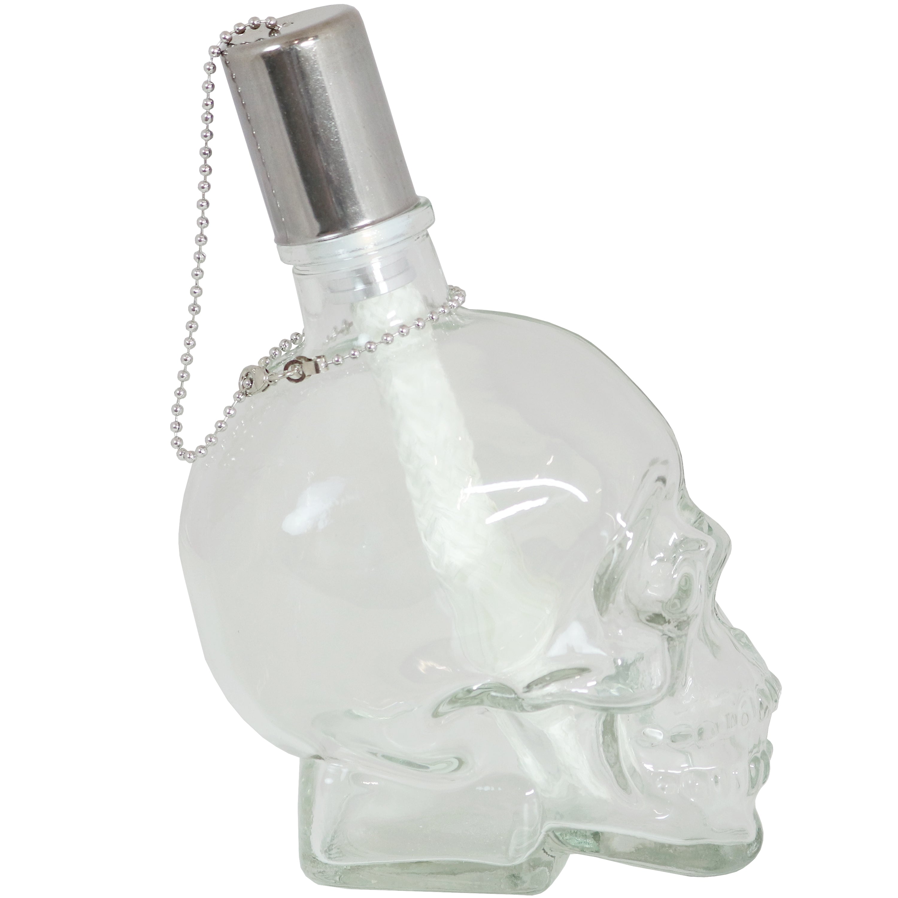 Sunnydaze Grinning Skull Glass Tabletop Torches - Outdoor Halloween Decorations, Patio Fire Pit Accessories, Spooky Party Centerpieces for Backyard, Garden & Poolside Gatherings