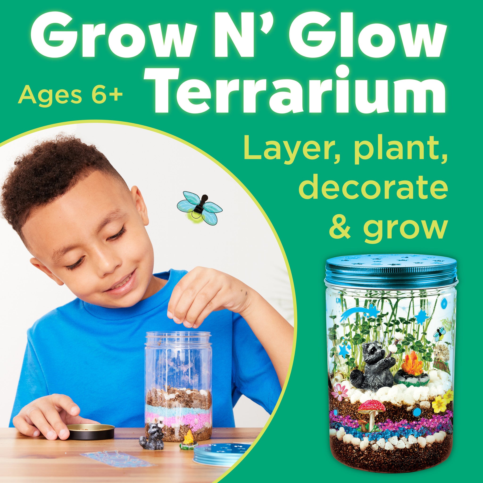 Grow N' Glow Terrarium Kit for Kids - DIY Plant Growing Science Kit with LED Lights - Educational STEM Toy for Indoor Gardening & Home Decor #1137000
