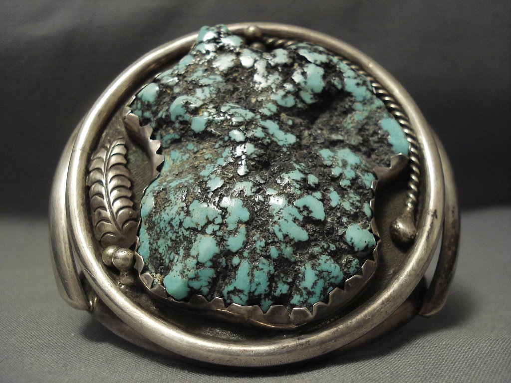 Vintage Navajo Turquoise Boulder Silver Bracelet - 153g Native American Jewelry, Handcrafted Old West Style for Boho Fashion & Western Outfits