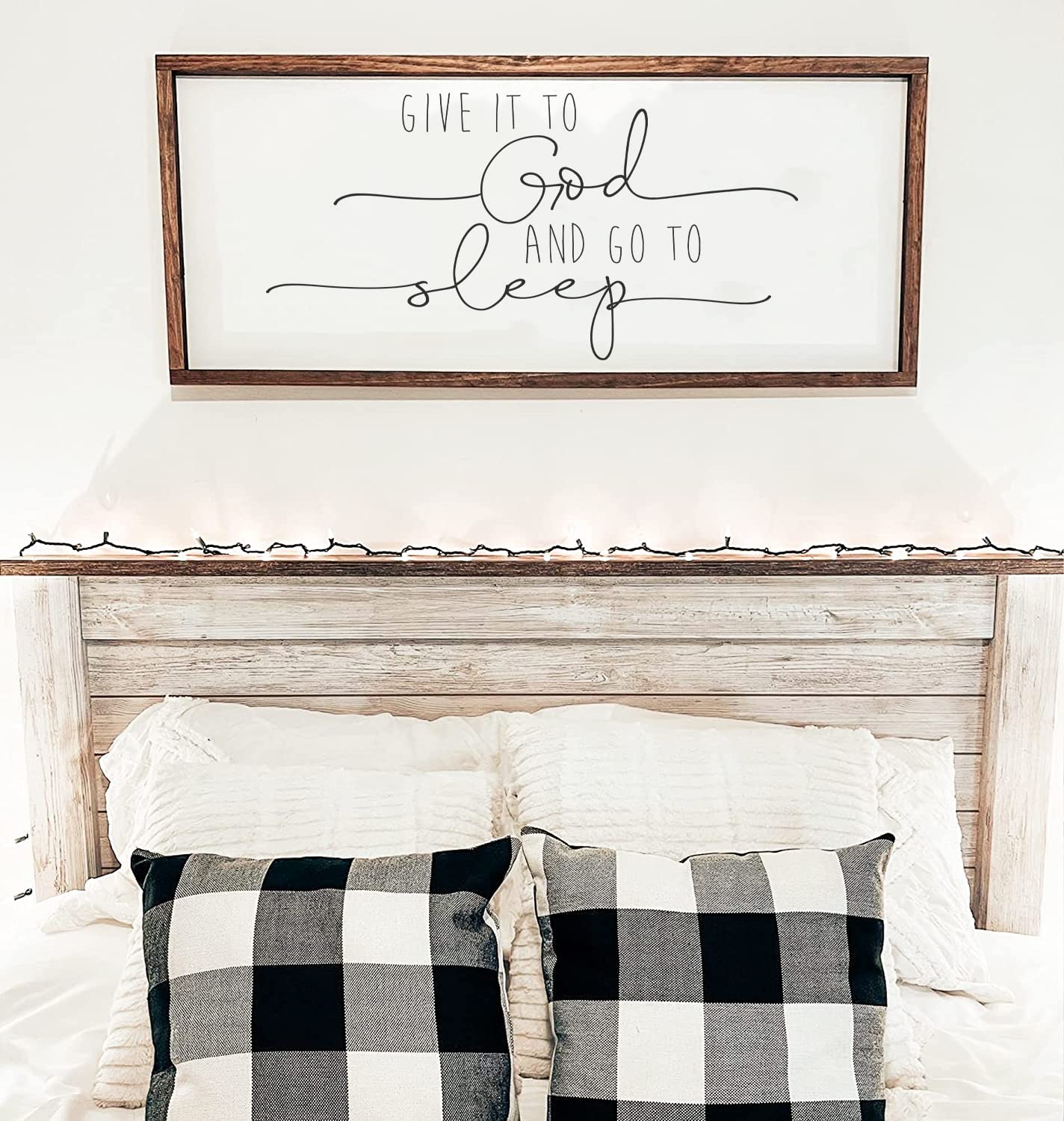 Give It to God and Go to Sleep Sign - Inspirational Wall Art for Bedroom, Living Room, Office & Farmhouse Decor - Perfect for Home, Kitchen & Aesthetic Room Decor