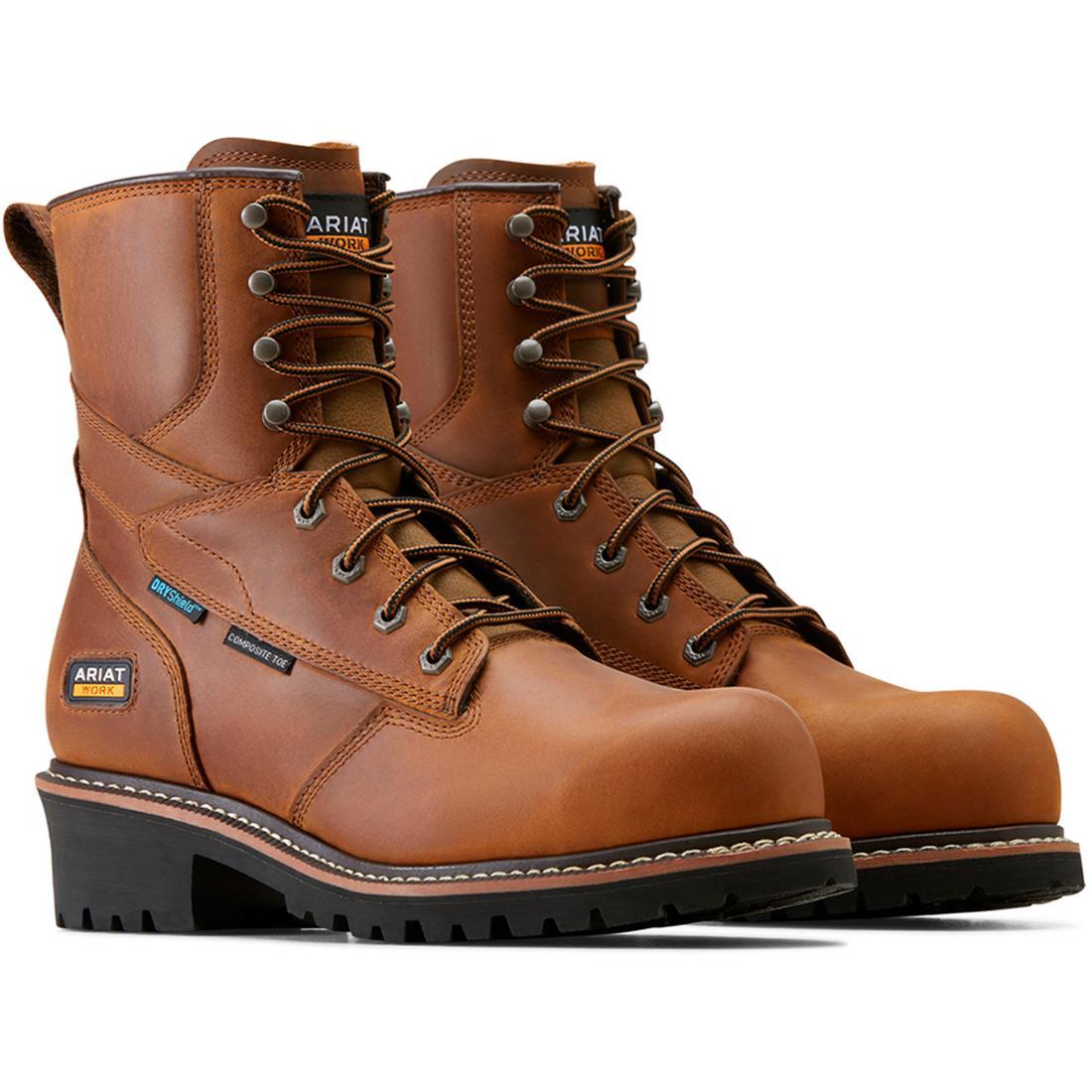 Logger Shock Shield Composite Toe Waterproof Work Boot Copper Brown