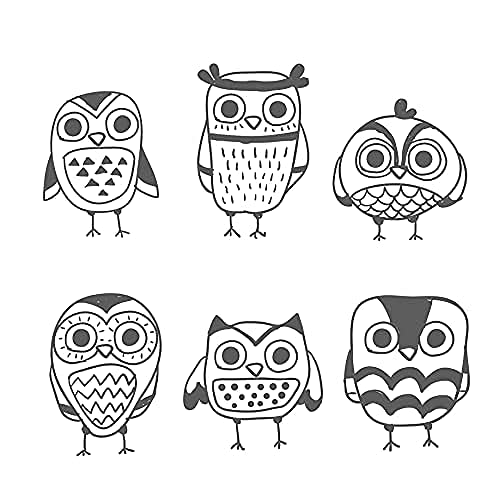 6pcs Cute Owl Clear Stamps for Card Making - Fall Themed Silicone Stamps with Sentiments - Perfect for DIY Scrapbooking, Holiday Cards, and Craft Projects - Great for Autumn Decorations and Handmade Greeting Cards