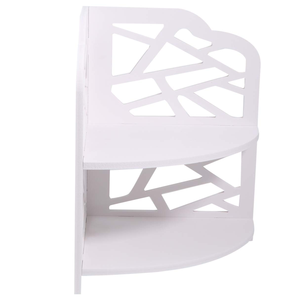 Cabilock White Wooden Corner Shelf - Bathroom Storage Rack, Shower Shelf Organizer with Hollow Design - Perfect for Small Spaces, Bathroom, Kitchen & Laundry Room Organization
