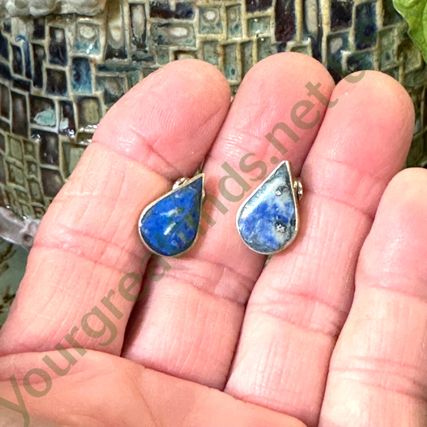 Vintage Denim Blue Lapis Lazuli Sterling Silver Clip Earrings – Handmade Bohemian Jewelry for Women, Perfect for Parties, Weddings & Everyday Wear