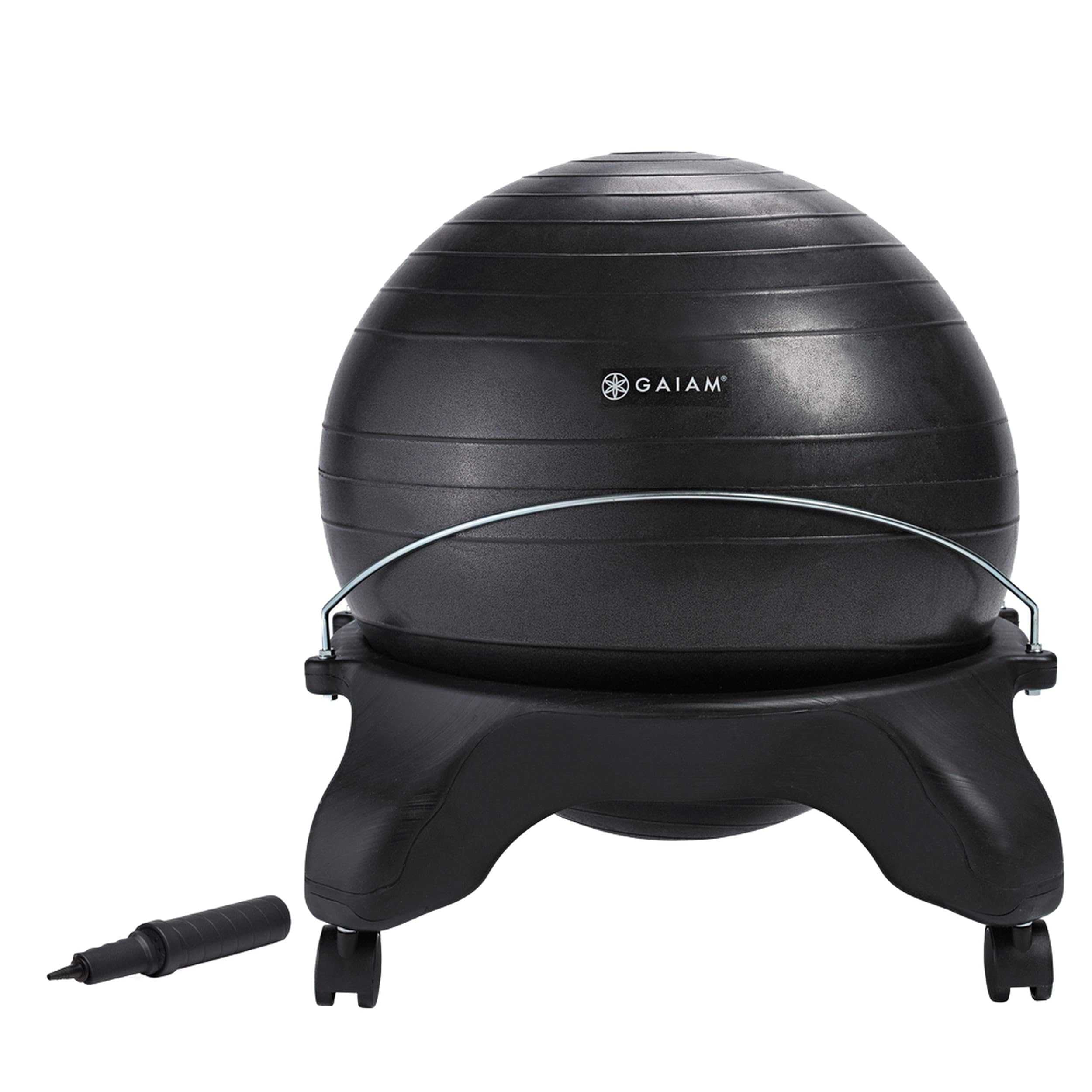 Gaiam Classic Backless Balance Ball Chair – Ergonomic Stability Yoga Ball for Home & Office Desk, Includes Air Pump & Exercise Guide – Perfect for Posture Correction, Core Workouts, and Active Sitting at Work or Home