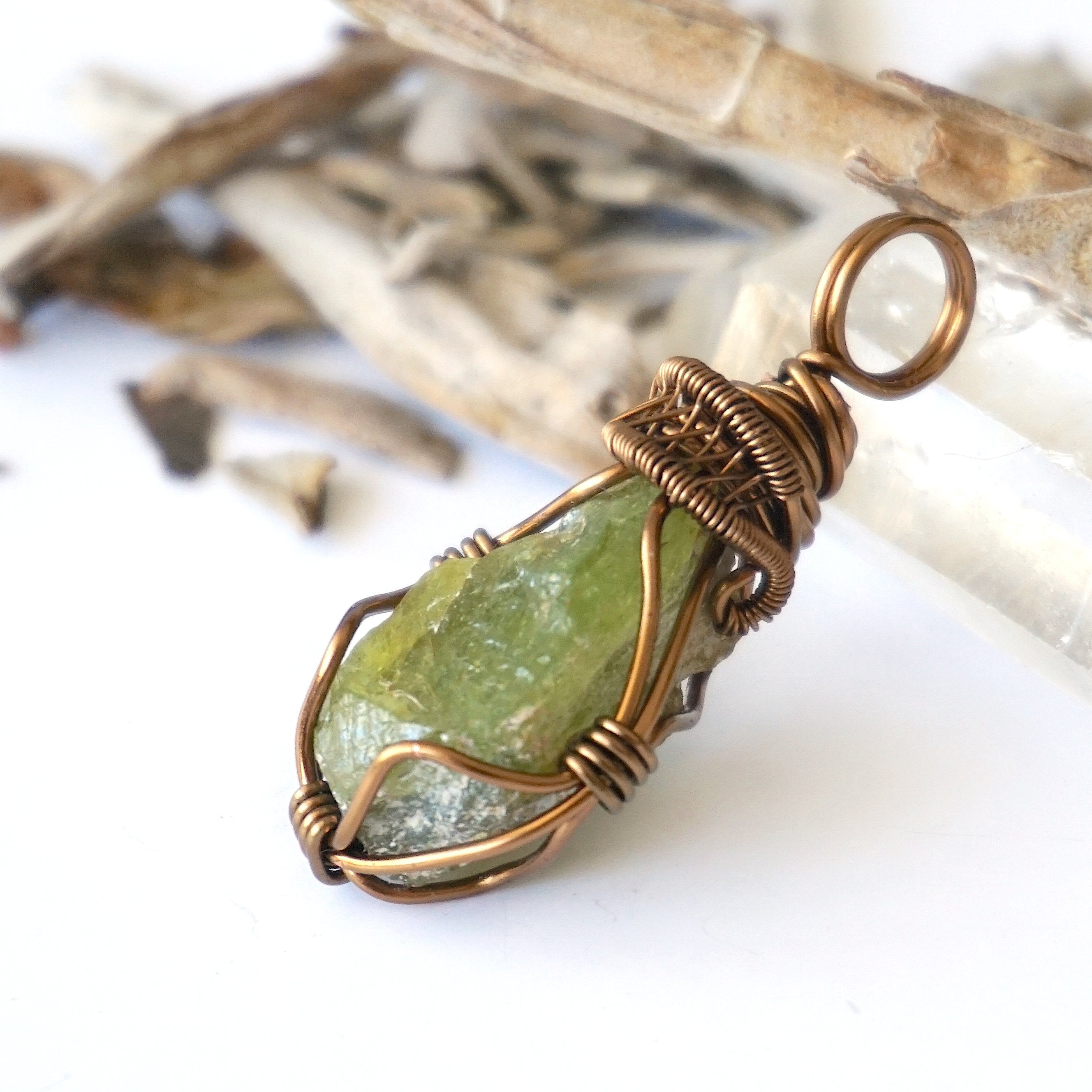 Raw Peridot Necklace in Antique Bronze - Natural Gemstone Jewelry for Women, Boho Chic Style | Perfect for Everyday Wear, Gift Giving & Special Occasions