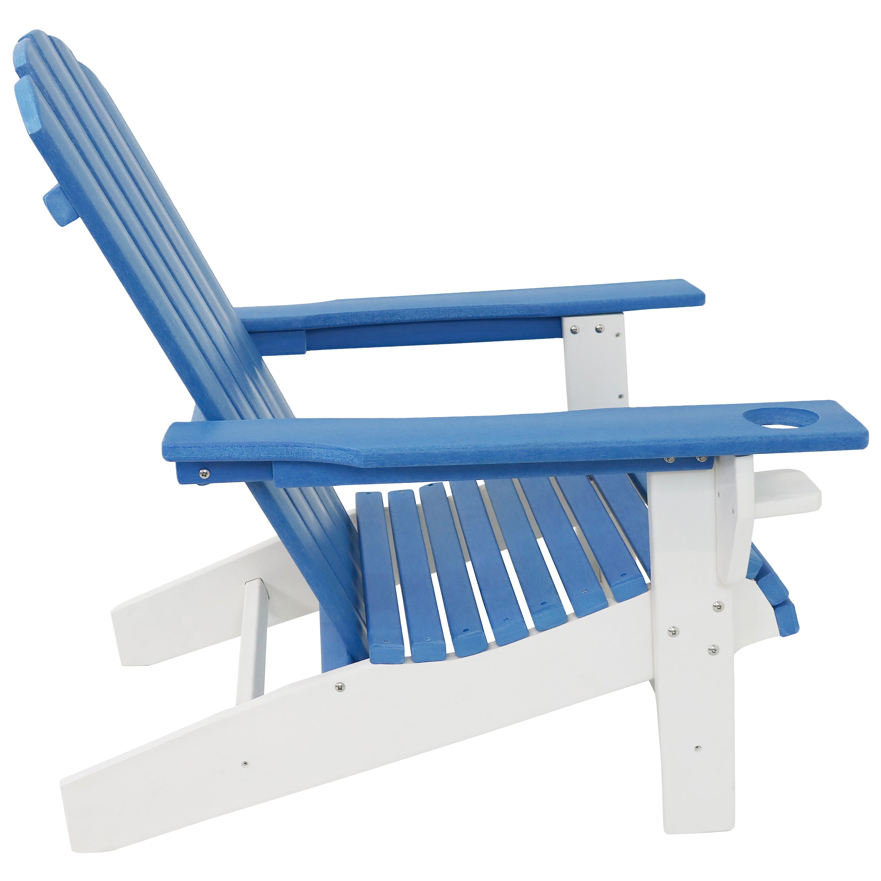 Premium Sunnydaze All-Weather 2-Tone Outdoor Adirondack Chair with Cup Holder - Durable Patio Furniture for Garden, Poolside & Backyard Relaxation