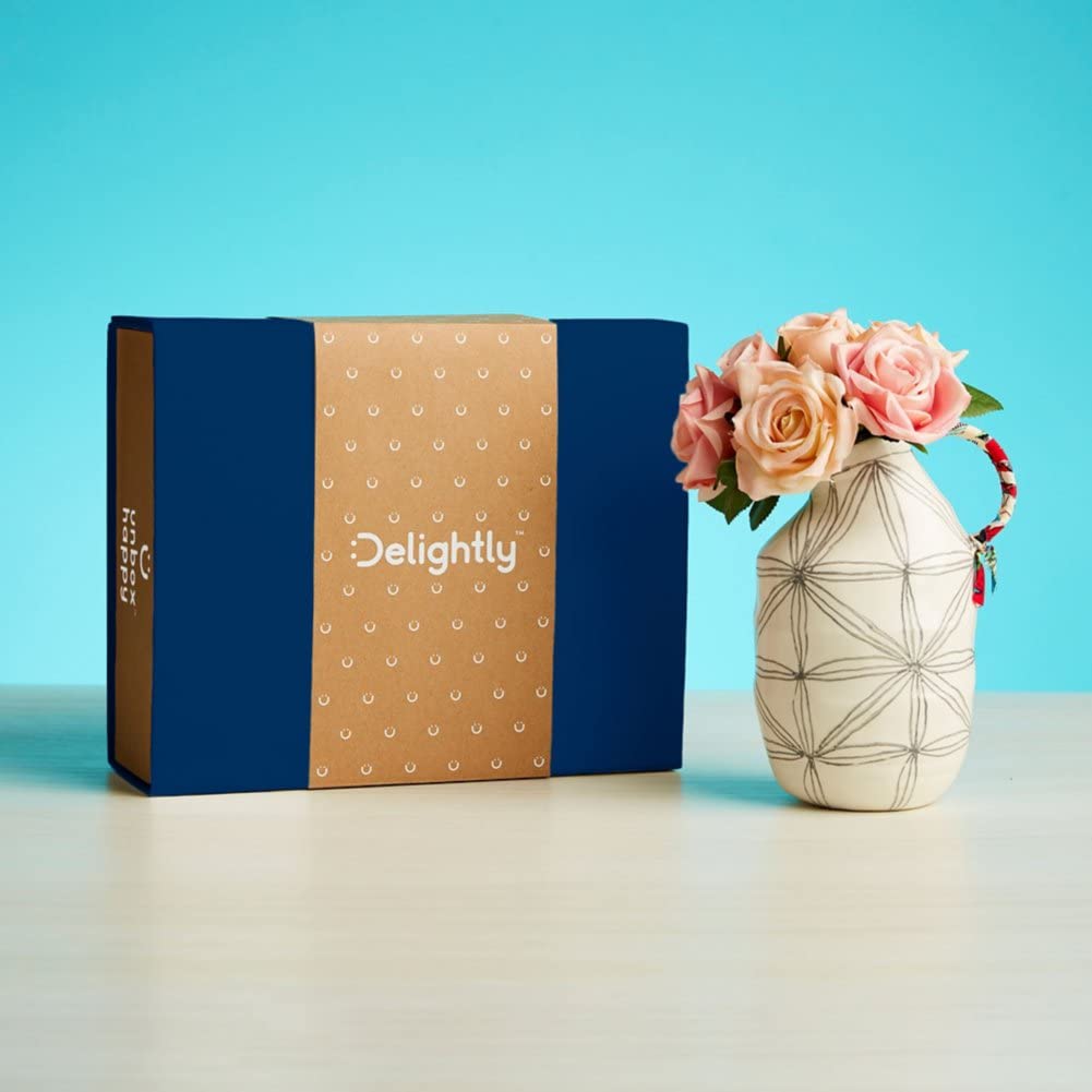 Delightly - Premium Morning Gift Box Set with Bamboo Spatula, Mini Waffle Maker, Tea Towel, Organic Waffle Mix & Maple Syrup - Perfect Thank You Gift for Housewarming, Birthday, Anniversary - Ideal for Breakfast in Bed & Brunch Parties