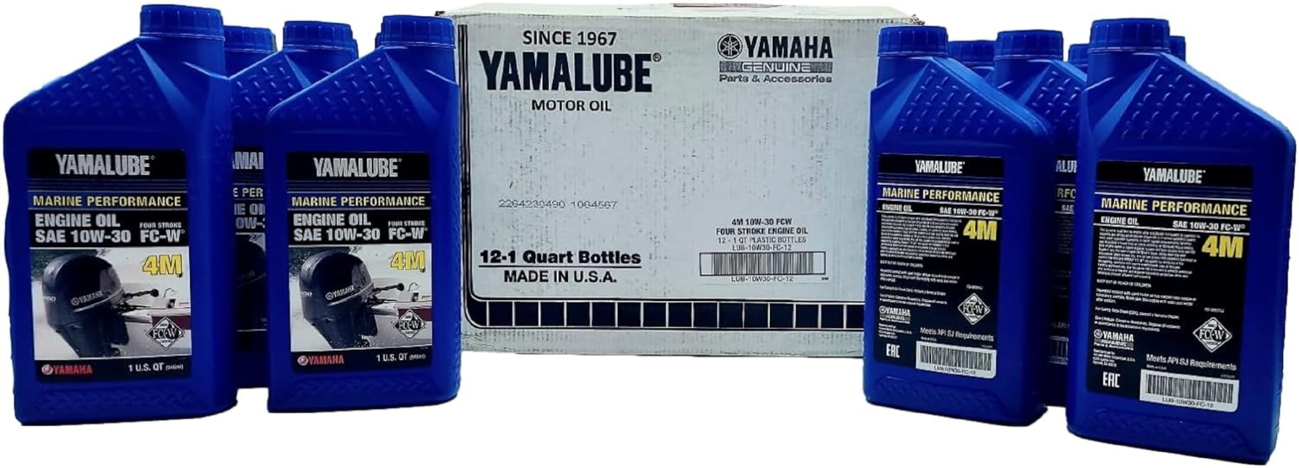 Yamaha OEM FC-W 10W-30 4-Stroke Marine Engine Oil - 1 Quart (Pack of 12) - Premium Lubrication for Outboard Motors, Jet Skis, and Watercraft