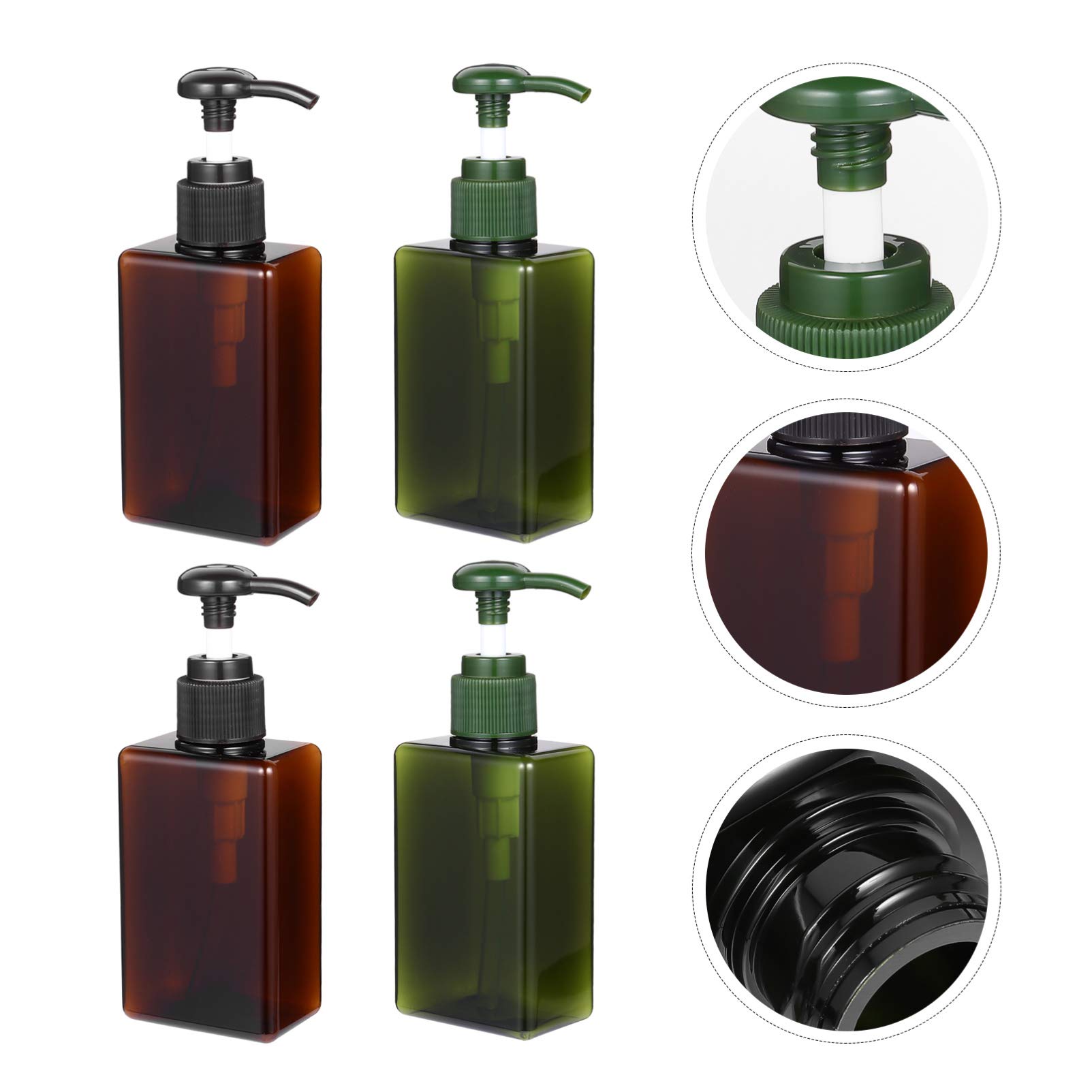 **4Pcs Clear Square Travel Lotion Bottles with Pump Dispenser - Empty Refillable Containers for Shampoo, Body Wash & Hand Soap | Perfect for Toiletries, Gym Bag & Airplane Carry-On**
