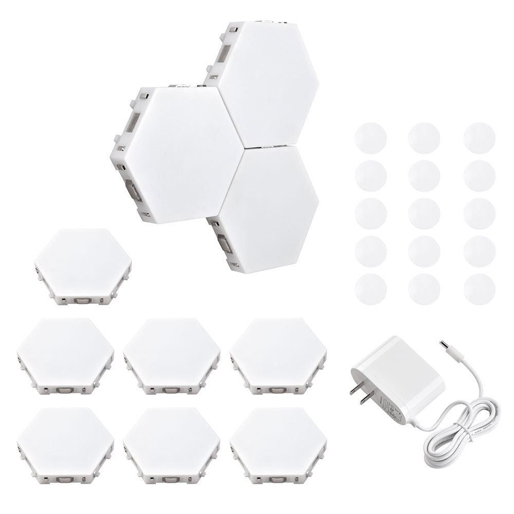 LifeSmart Modular Touch Light Panels - 10PCS White LED Wall Lights for Home, Office & Bedroom - Dimmable Ambient Lighting for Modern Interior Design