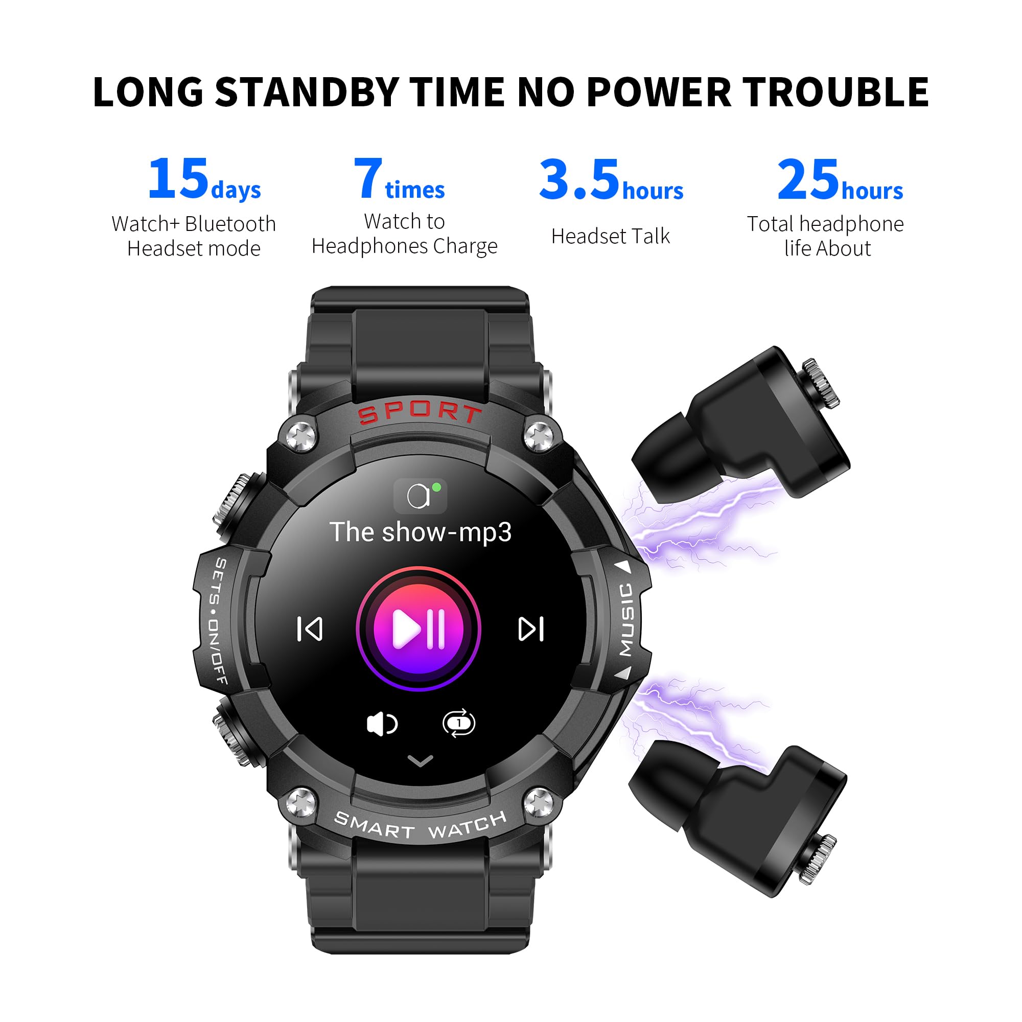 1.52-inch Full Touch HD Screen Smartwatch with TWS Earbuds - Metal Body, Custom Dial, Local Music Storage, Health Monitoring & Message Notifications | Perfect for Running, Gym Workouts & Daily Activity Tracking